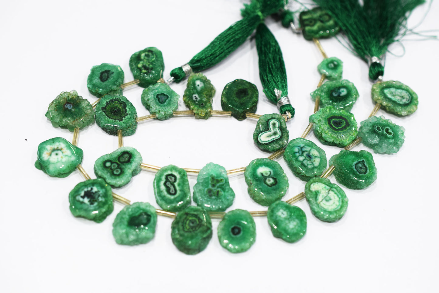 Green Color Druzy Nuggets Shape Briolettes , Sold By Strand , 13x15 - 16x18 mm , 8" , 20646