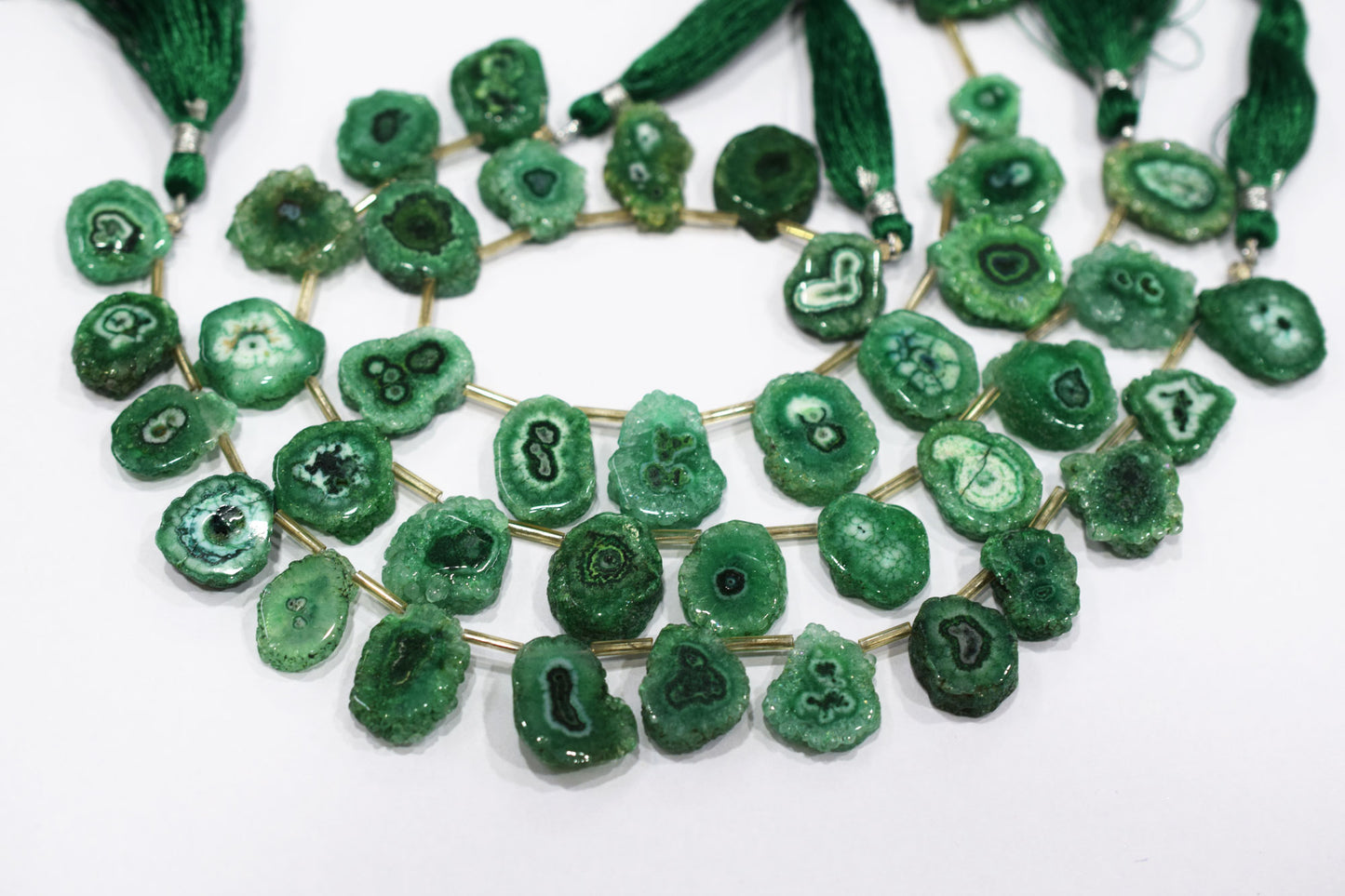 Green Color Druzy Nuggets Shape Briolettes , Sold By Strand , 13x15 - 16x18 mm , 8" , 20646