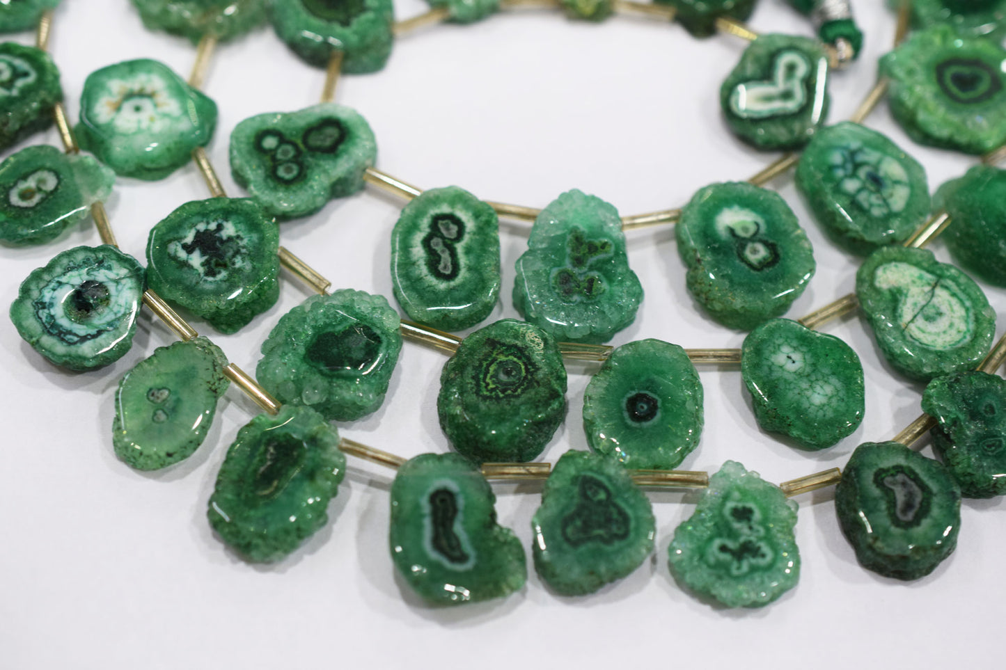 Green Color Druzy Nuggets Shape Briolettes , Sold By Strand , 13x15 - 16x18 mm , 8" ,  20646