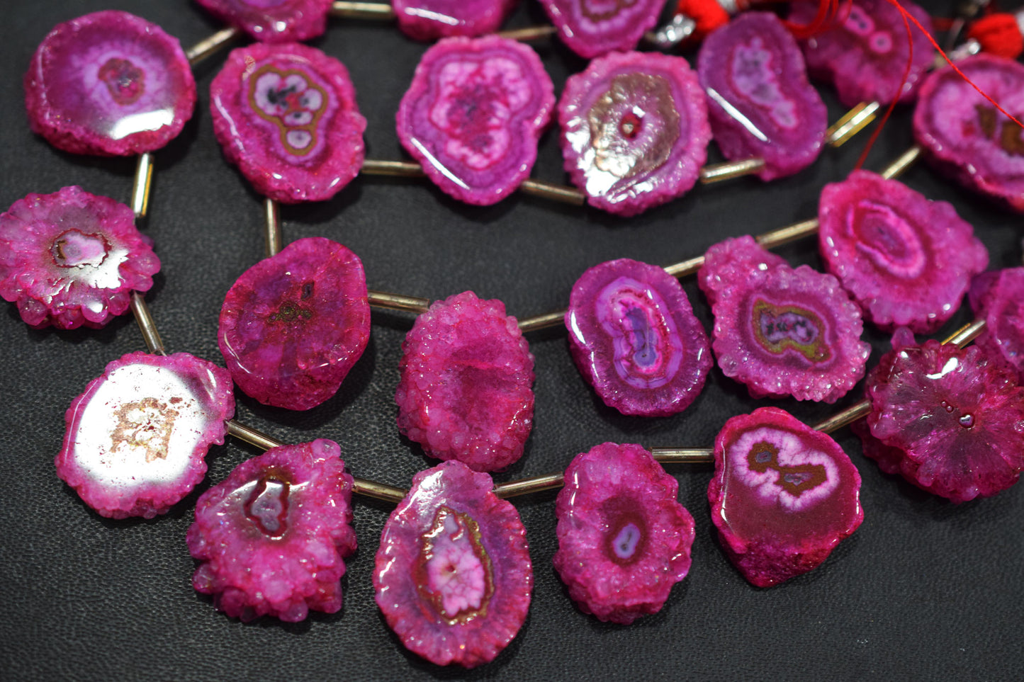 Pink Color Druzy Nuggets Shape Briolettes , Sold By Strand , 16x21 - 19x22 mm , 8" , 20651