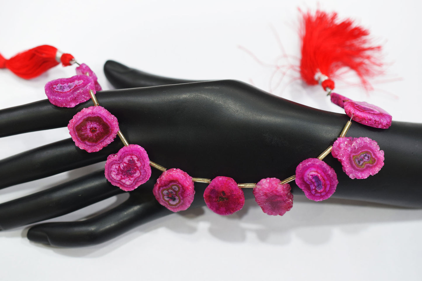 Pink Color Druzy Nuggets Shape Briolettes , Sold By Strand , 16x21 - 19x22 mm , 8" , 20651