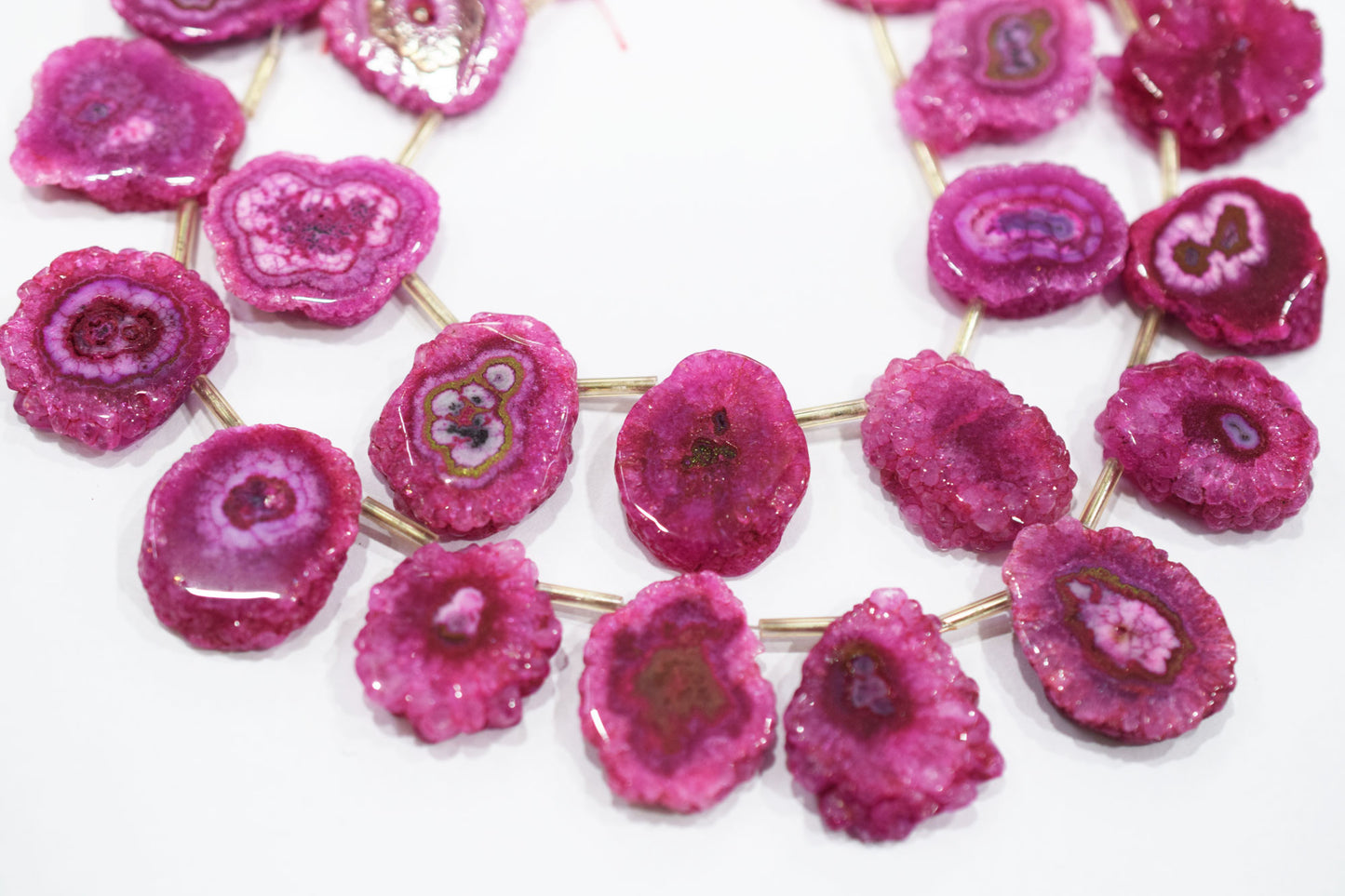 Pink Color Druzy Nuggets Shape Briolettes , Sold By Strand , 16x21 - 19x22 mm , 8" , 20651