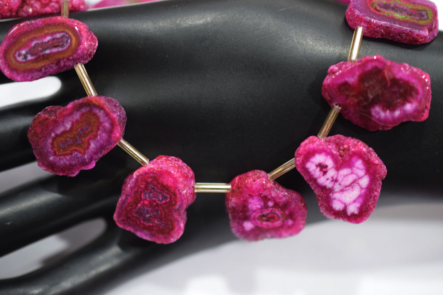 Pink Color Druzy Nuggets Shape Briolettes , Sold By Strand , 14x20 - 19x23 mm , 8" , 20652