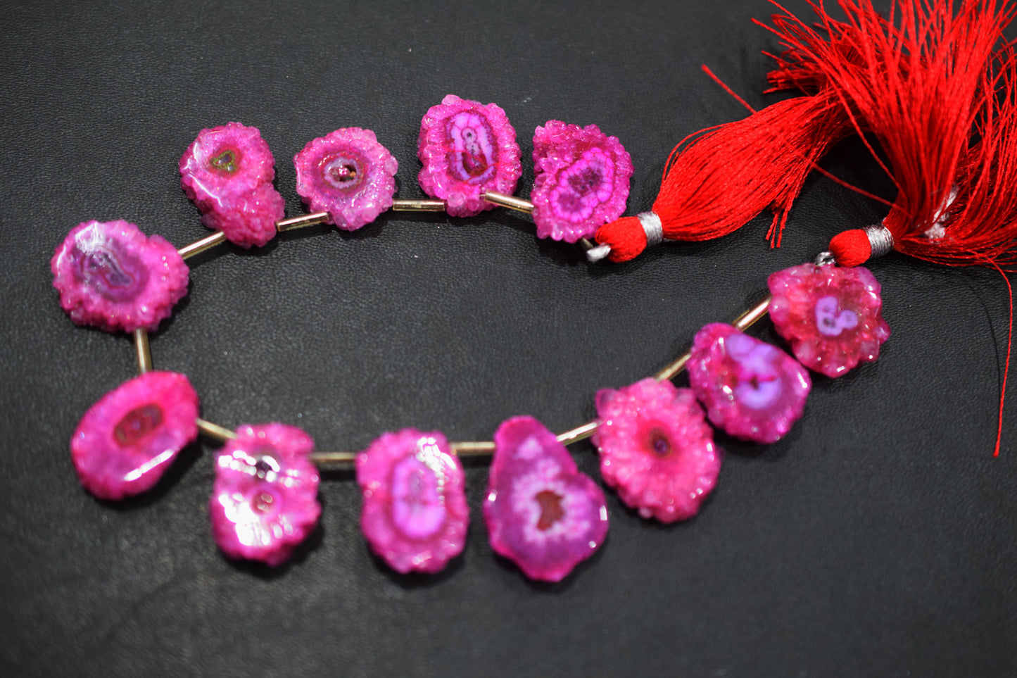 Pink Color Druzy Nuggets Shape Briolettes , Sold By Strand , 14x20 - 19x23 mm , 8" , 20652