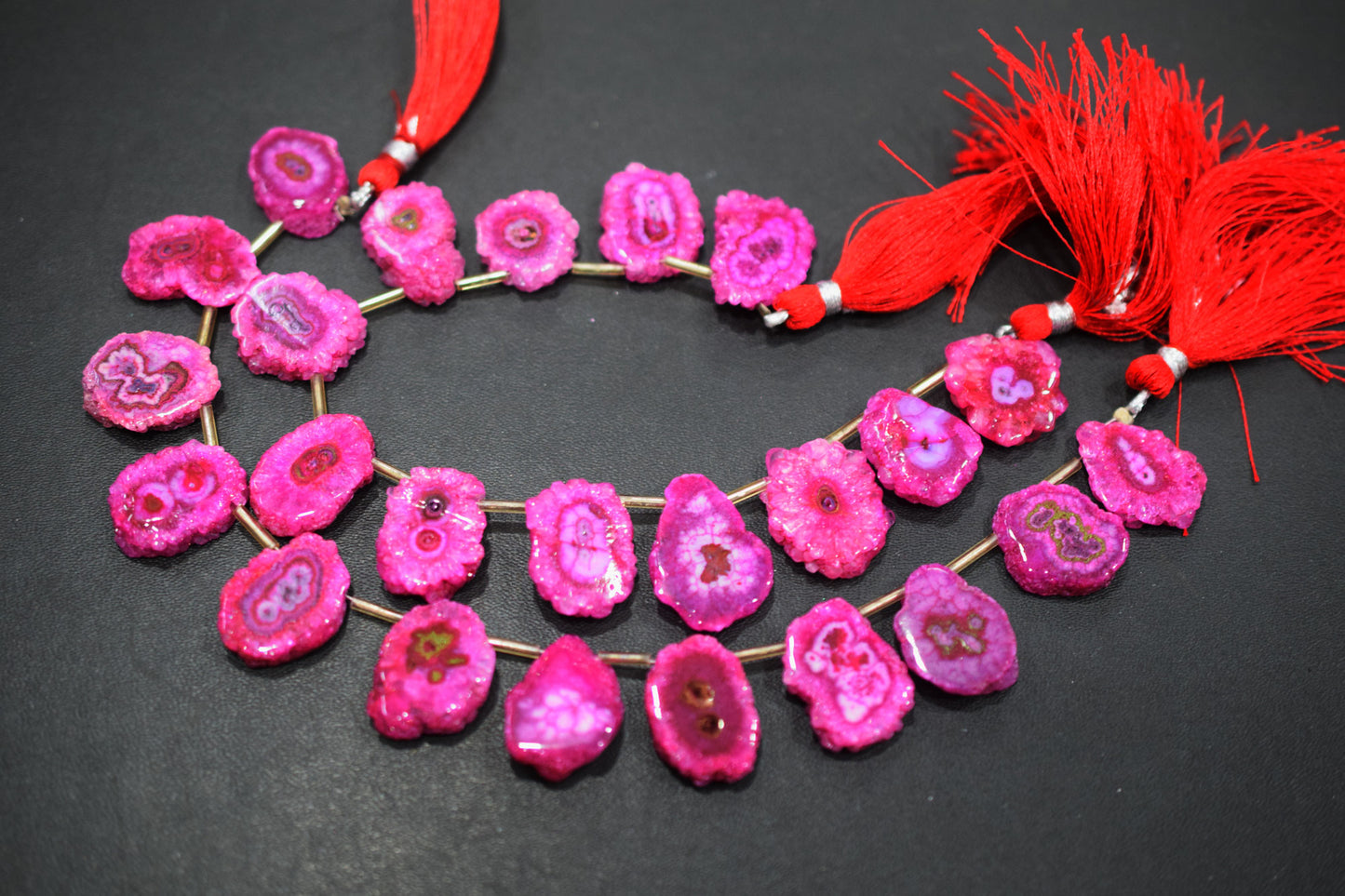 Pink Color Druzy Nuggets Shape Briolettes , Sold By Strand , 14x20 - 19x23 mm , 8" , 20652