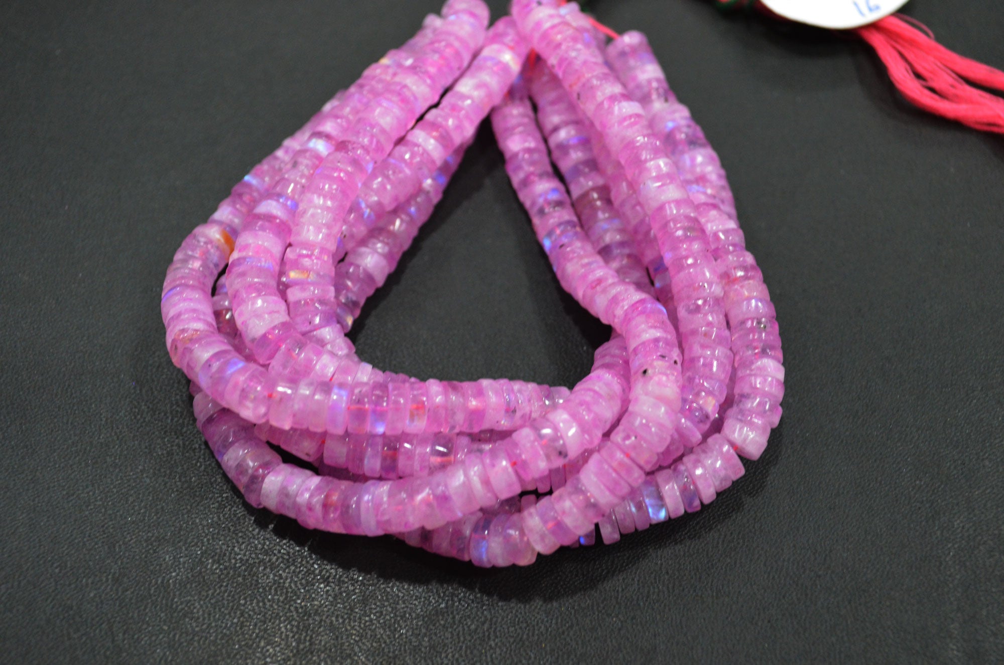 Rainbow Moonstone Mystic Pink Color Coated Tyre Shape Beads , Sold By Strand , 7 - 7.50 mm , 16", 20653