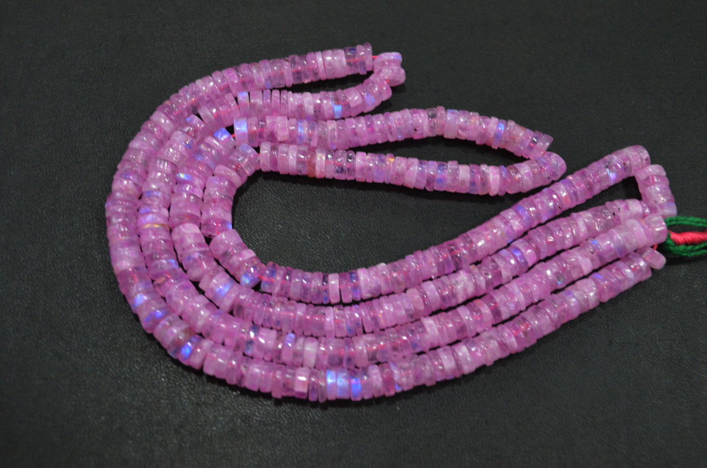 Rainbow Moonstone Mystic Pink Color Coated Tyre Shape Beads , Sold By Strand , 6.50 - 7 mm , 16", 20654