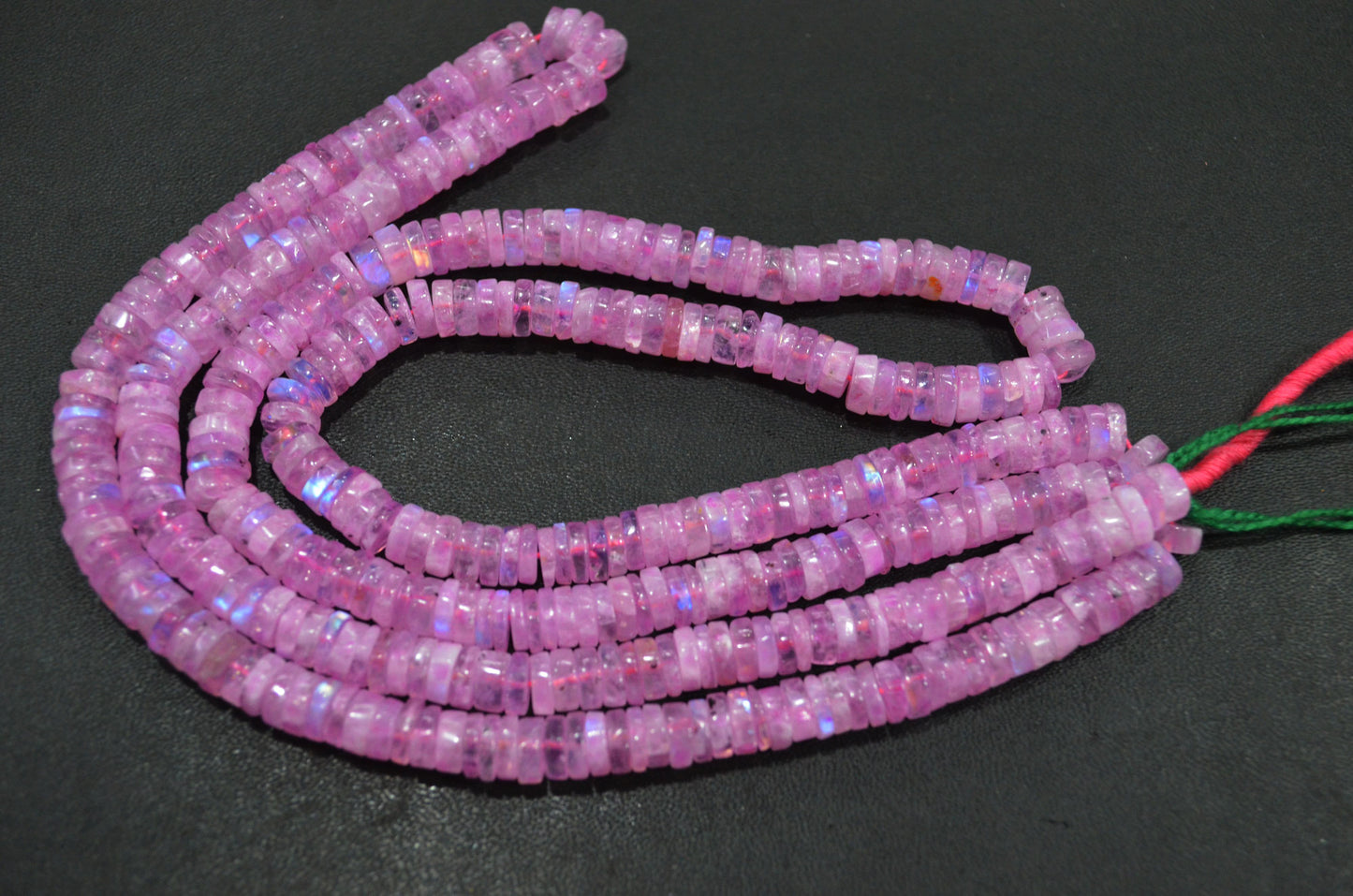 Rainbow Moonstone Mystic Pink Color Coated Tyre Shape Beads , Sold By Strand , 6.50 - 7 mm , 16", 20654