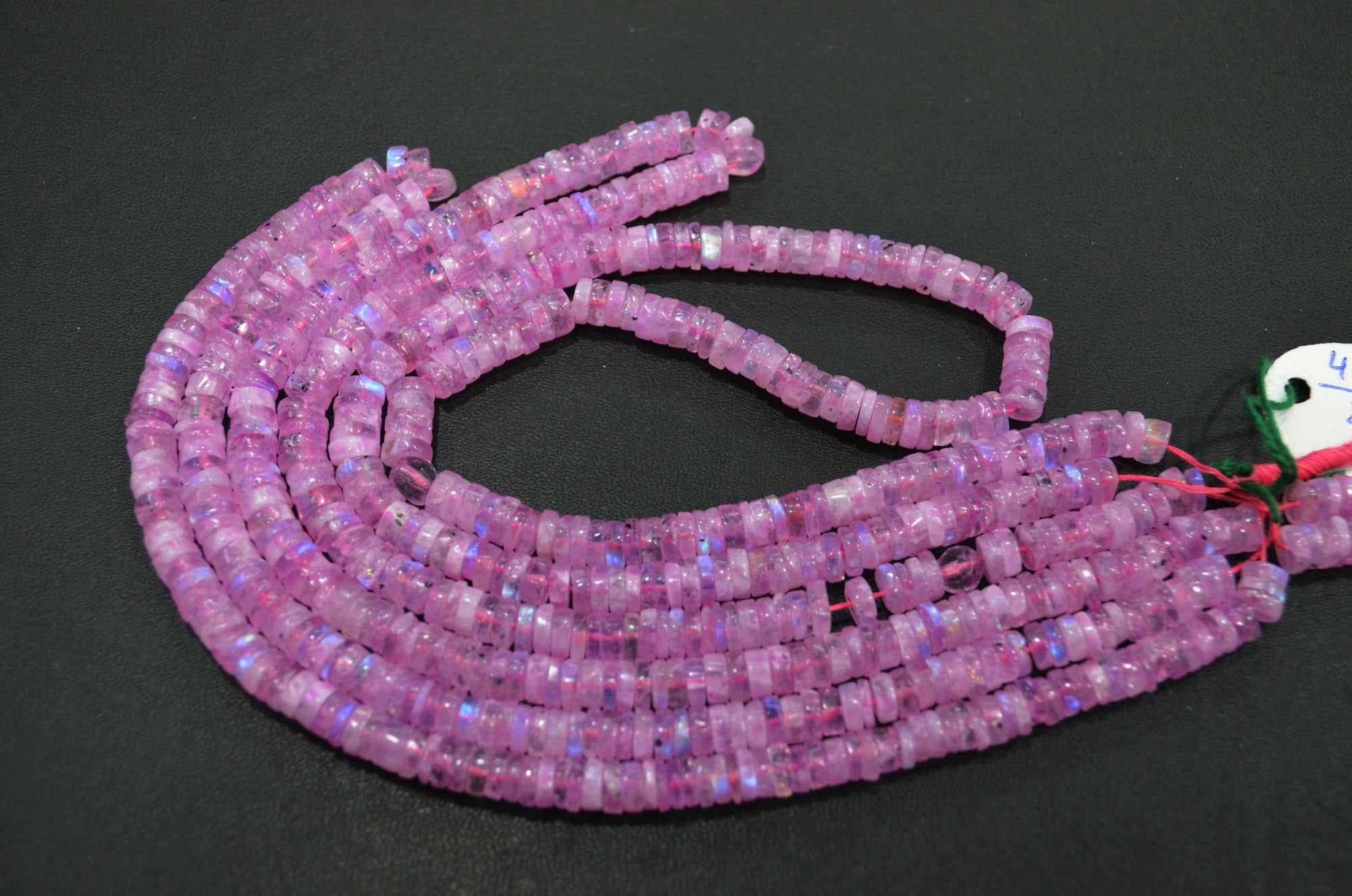 Rainbow Moonstone Mystic Pink Color Coated Tyre Shape Beads , Sold By Strand , 6 - 6.50 mm , 16", 20656
