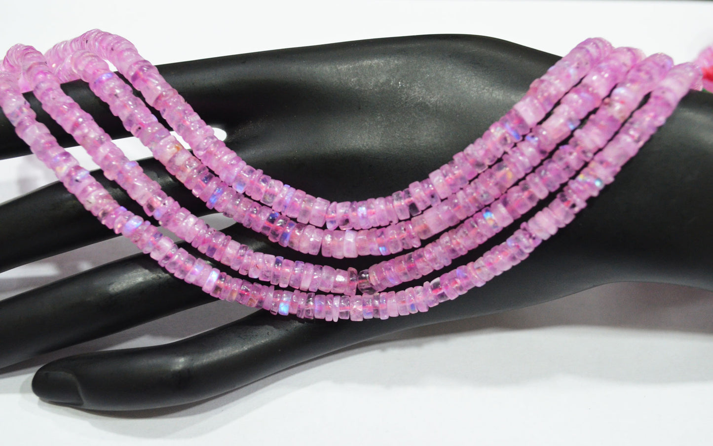 Rainbow Moonstone Mystic Pink Color Coated Tyre Shape Beads , Sold By Strand , 5 - 5.50 mm , 16", 20657
