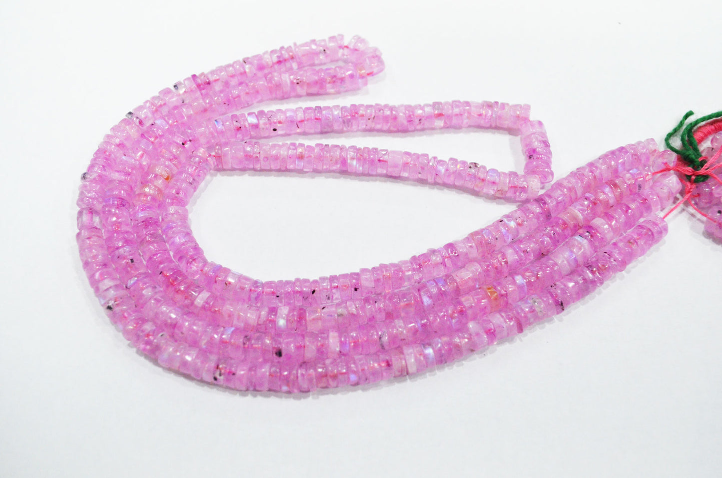 Rainbow Moonstone Mystic Pink Color Coated Tyre Shape Beads , Sold By Strand , 5 - 5.50 mm , 16", 20657