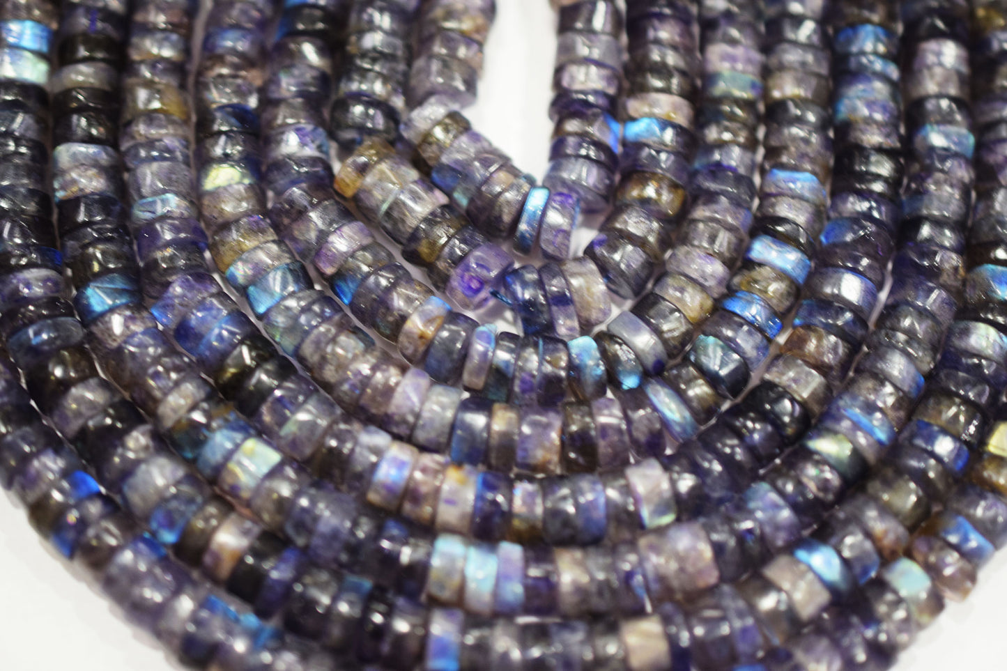 Natural Labradorite Purple Heishi Tyre Shape Beads , Sold By Strand , 6.50 mm , 16" , 20660