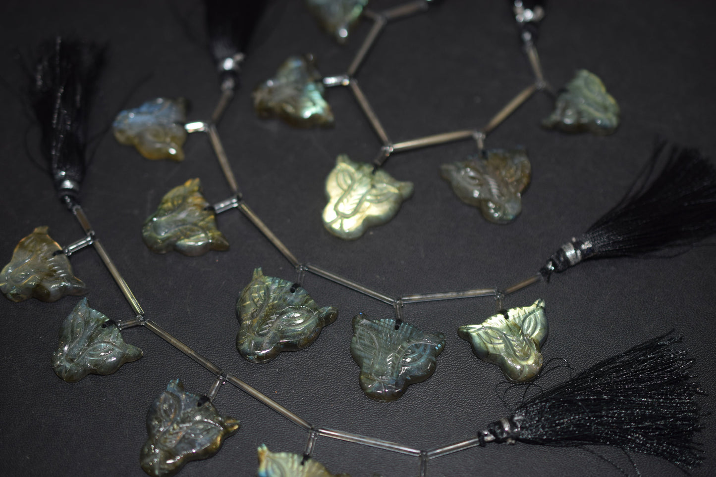 5 Pieces In A Strand Labradorite Carved Fox Shape Beads Briolettes , Sold By Strand , 22x22 - 25x25 mm , 30416