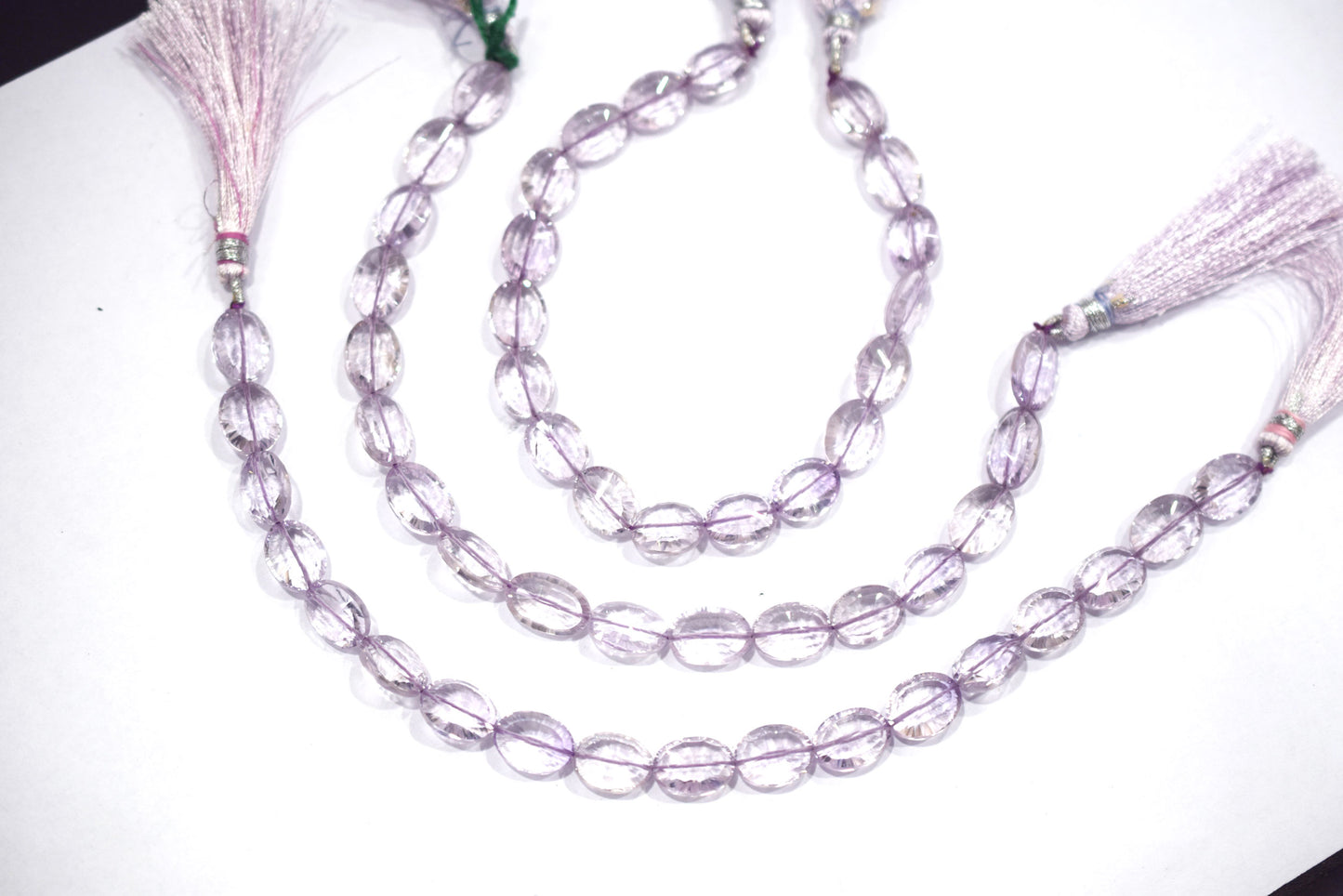 Pink Amethyst Concave Cut Oval Shape Beads , Sold By Strand , 8 Inches , 9x11 - 10x12 mm , 30436