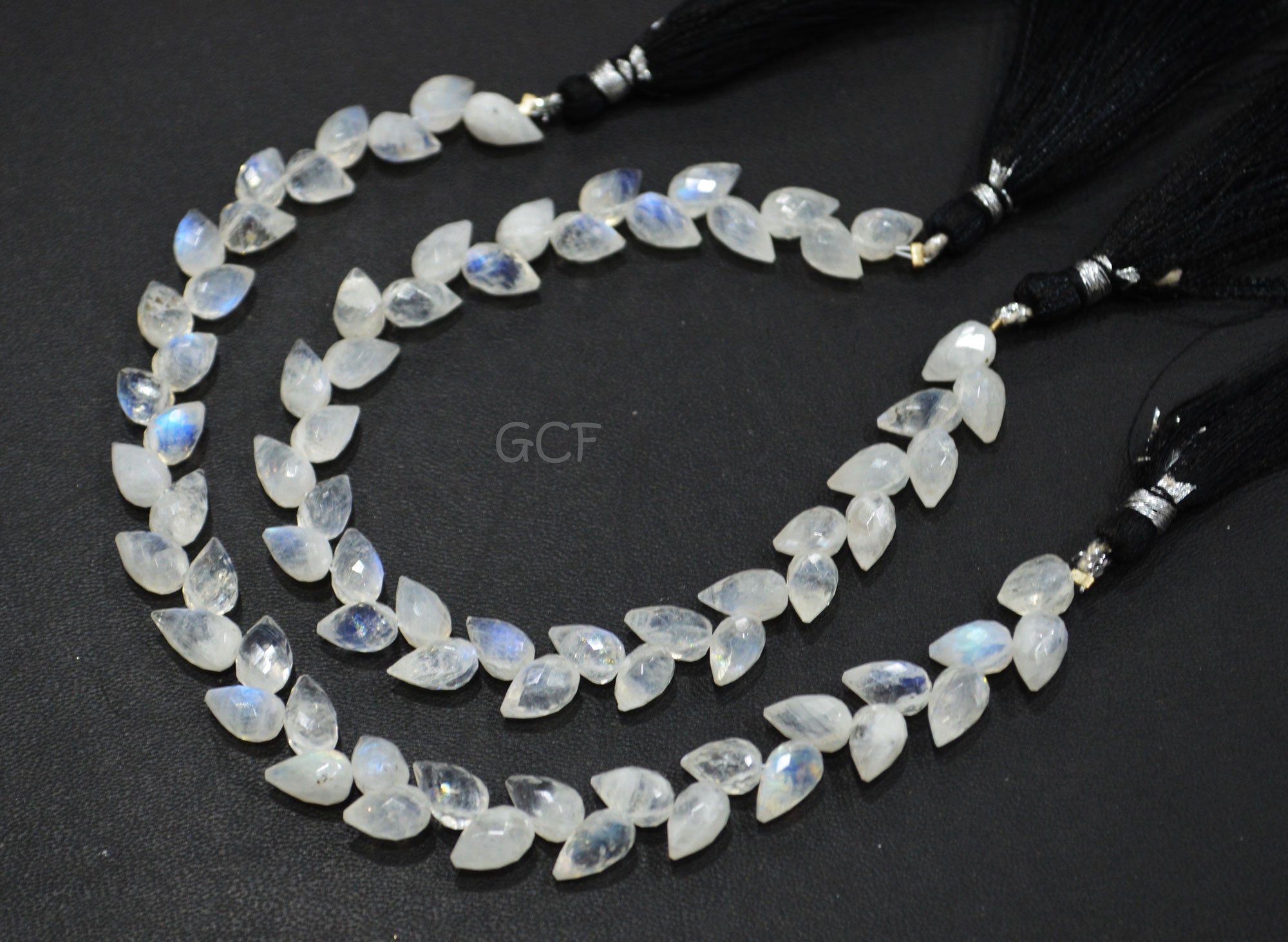 Rainbow Moonstone Diagonal Drill Tear Drops Beads ,Rainbow Moonstone Faceted Briolettes ,Sold By Strand ,7.5 Inches ,5x8 - 5.50x9 mm , 31236