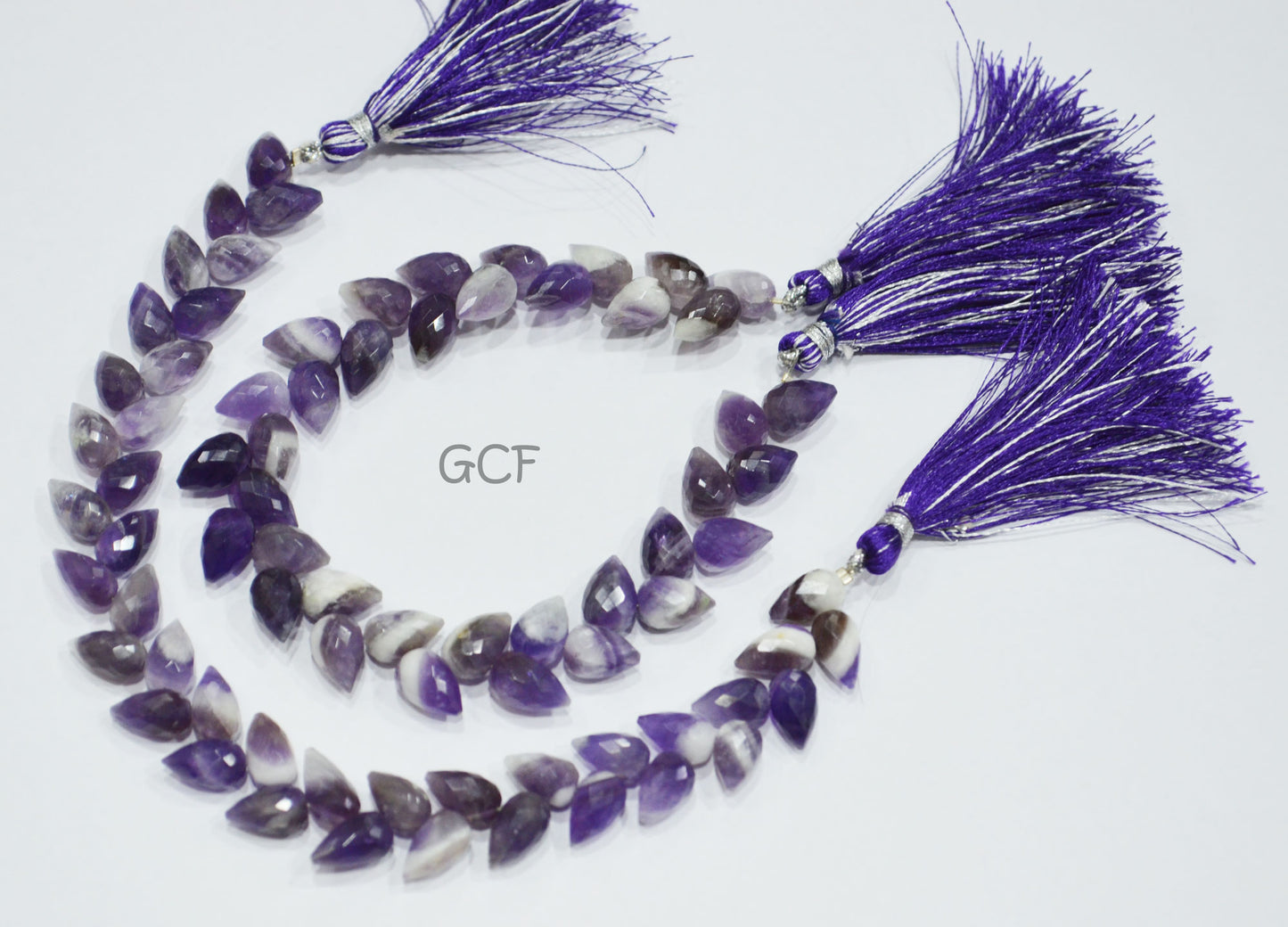 Banded Amethyst Diagonal Drill Tear Drops Shape Beads ,Banded Amethyst Faceted Briolettes ,Sold By Strand ,7.5 Inches ,6.5x10-7x11 mm ,31238