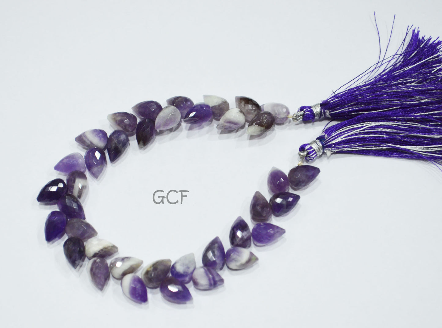 Banded Amethyst Diagonal Drill Tear Drops Shape Beads ,Banded Amethyst Faceted Briolettes ,Sold By Strand ,7.5 Inches ,6.5x10-7x11 mm ,31238