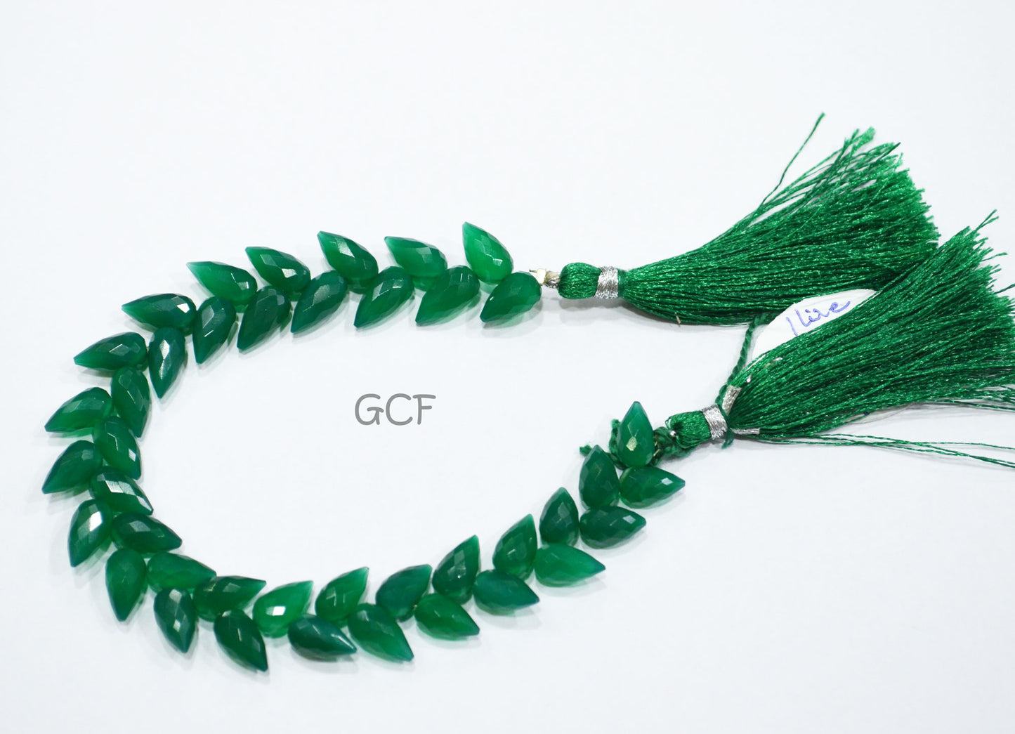 Green Onyx Diagonal Drill Tear Drops Shape Beads , Green Onyx Faceted Tear Drops Shape Briolettes , 7.5 Inches , 6x11 mm , 31244