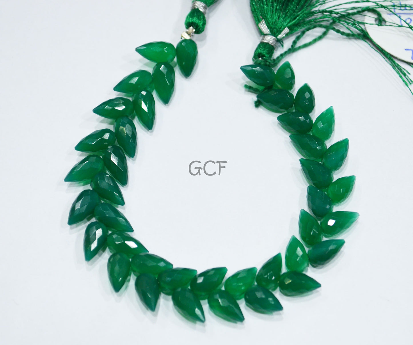 Green Onyx Diagonal Drill Tear Drops Shape Beads , Green Onyx Faceted Tear Drops Shape Briolettes , 7.5 Inches , 6x11 mm , 31244
