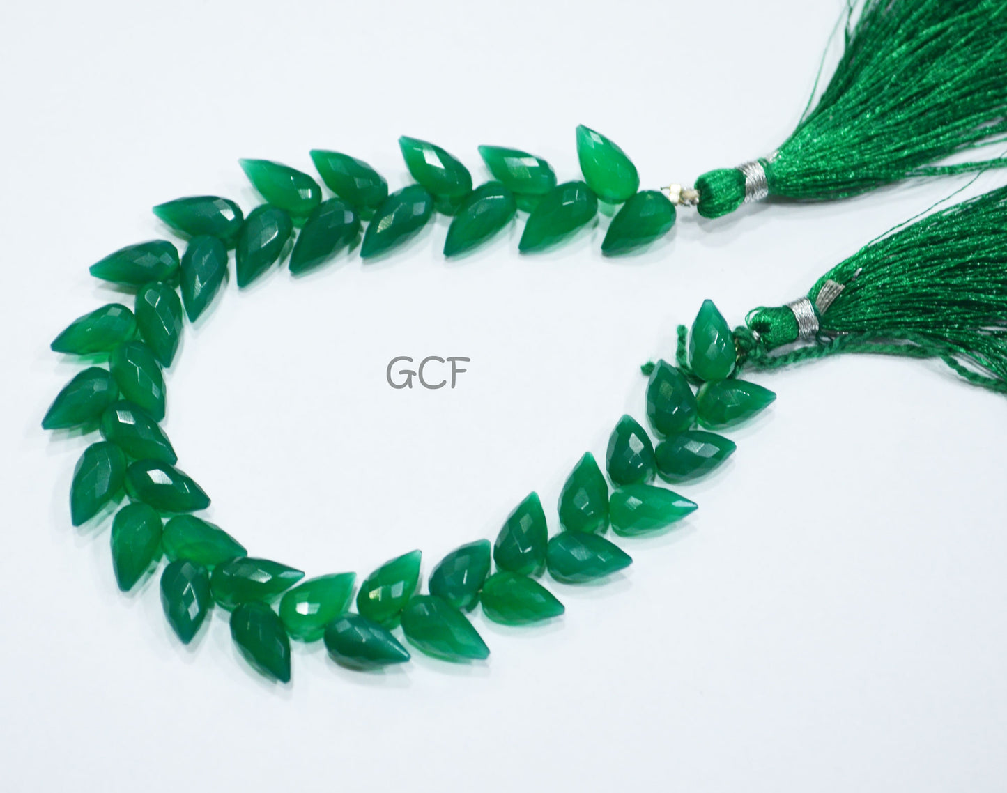 Green Onyx Diagonal Drill Tear Drops Shape Beads , Green Onyx Faceted Tear Drops Shape Briolettes , 7.5 Inches , 6x11 mm , 31244
