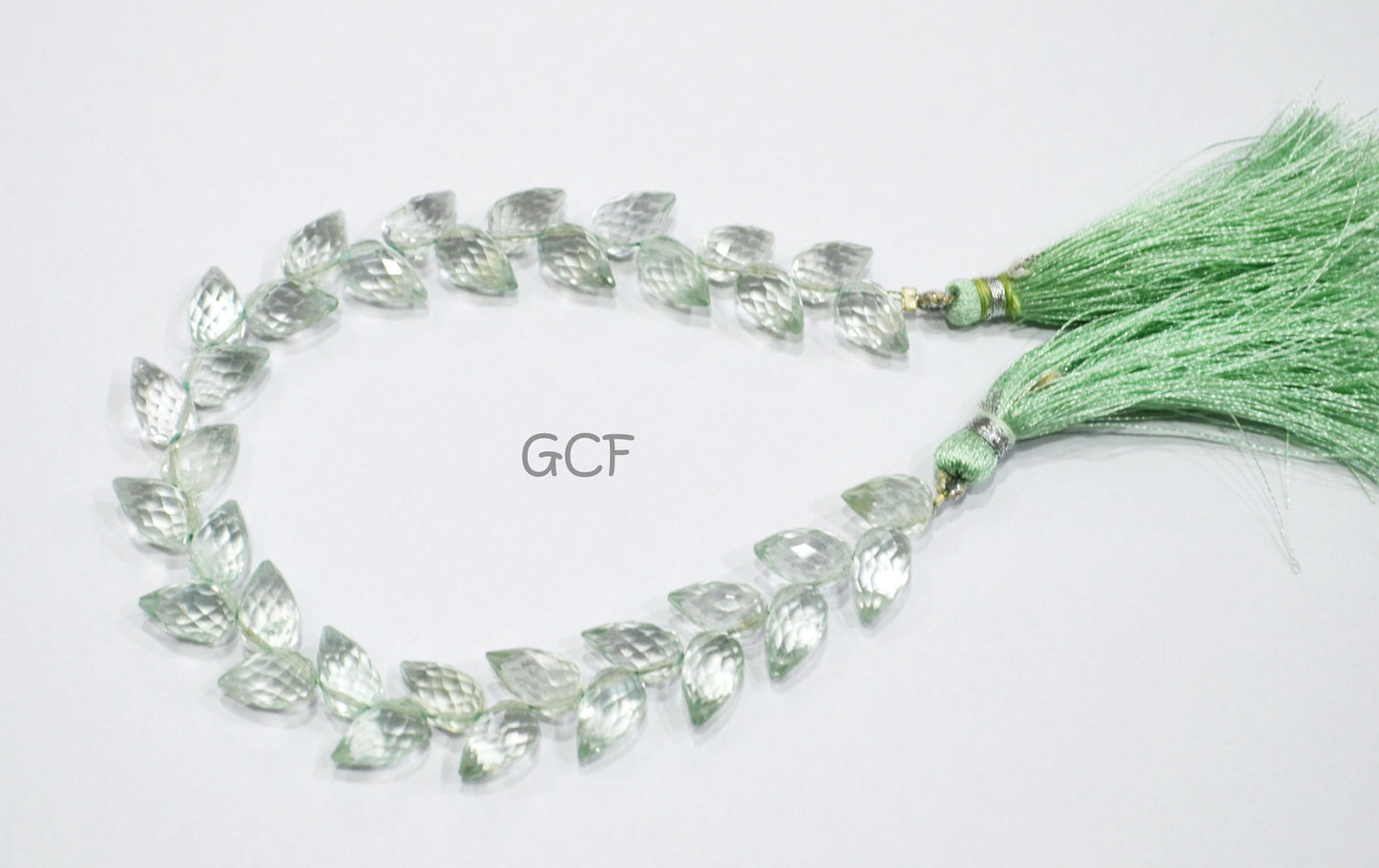 Green Amethyst Diagonal Drill Tear Drops Shape Beads , Green Amethyst Faceted Briolettes , Sold By Strand , 7.5 Inches , 5.5x10 mm , 31247