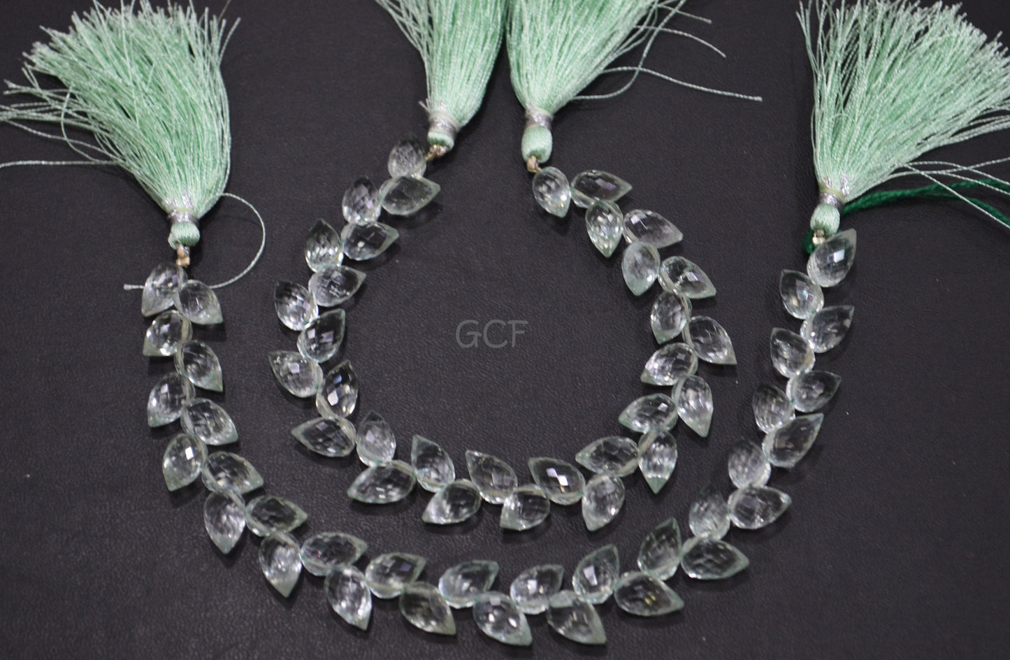 Green Amethyst Diagonal Drill Tear Drops Shape Beads , Green Amethyst Faceted Briolettes , Sold By Strand , 7.5 Inches , 7x10 mm , 31248