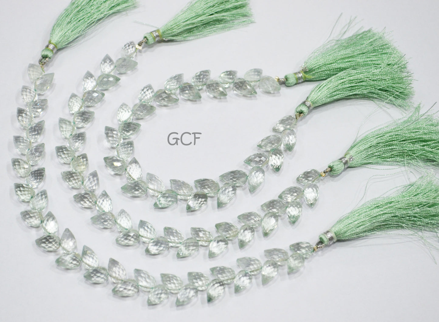 Green Amethyst Diagonal Drill Tear Drops Shape Beads ,Green Amethyst Faceted Briolettes ,Sold By Strand ,7.5 Inches ,6x9 - 6.5x10 mm , 31249