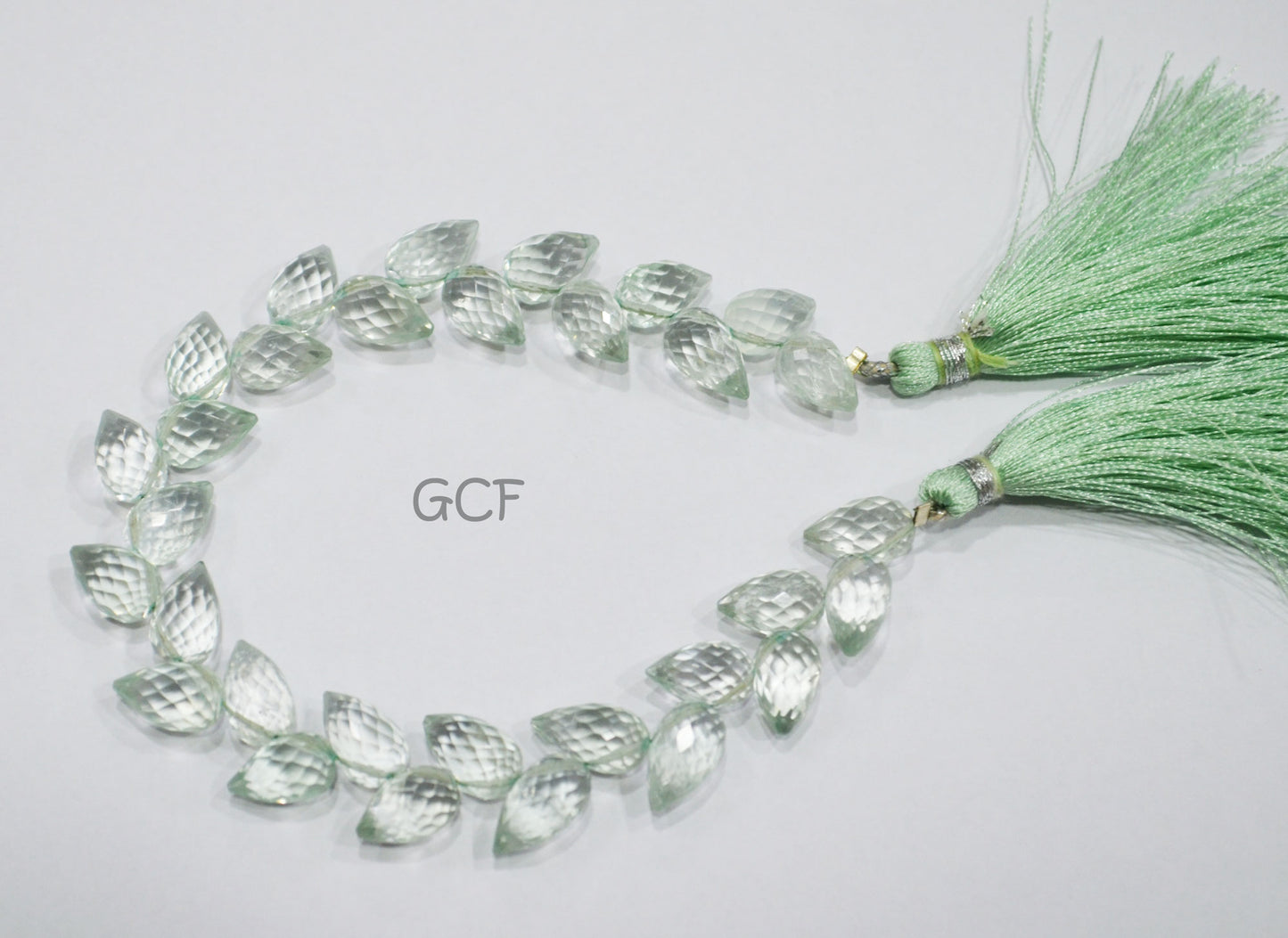 Green Amethyst Diagonal Drill Tear Drops Shape Beads ,Green Amethyst Faceted Briolettes ,Sold By Strand ,7.5 Inches ,6x9 - 6.5x10 mm , 31249