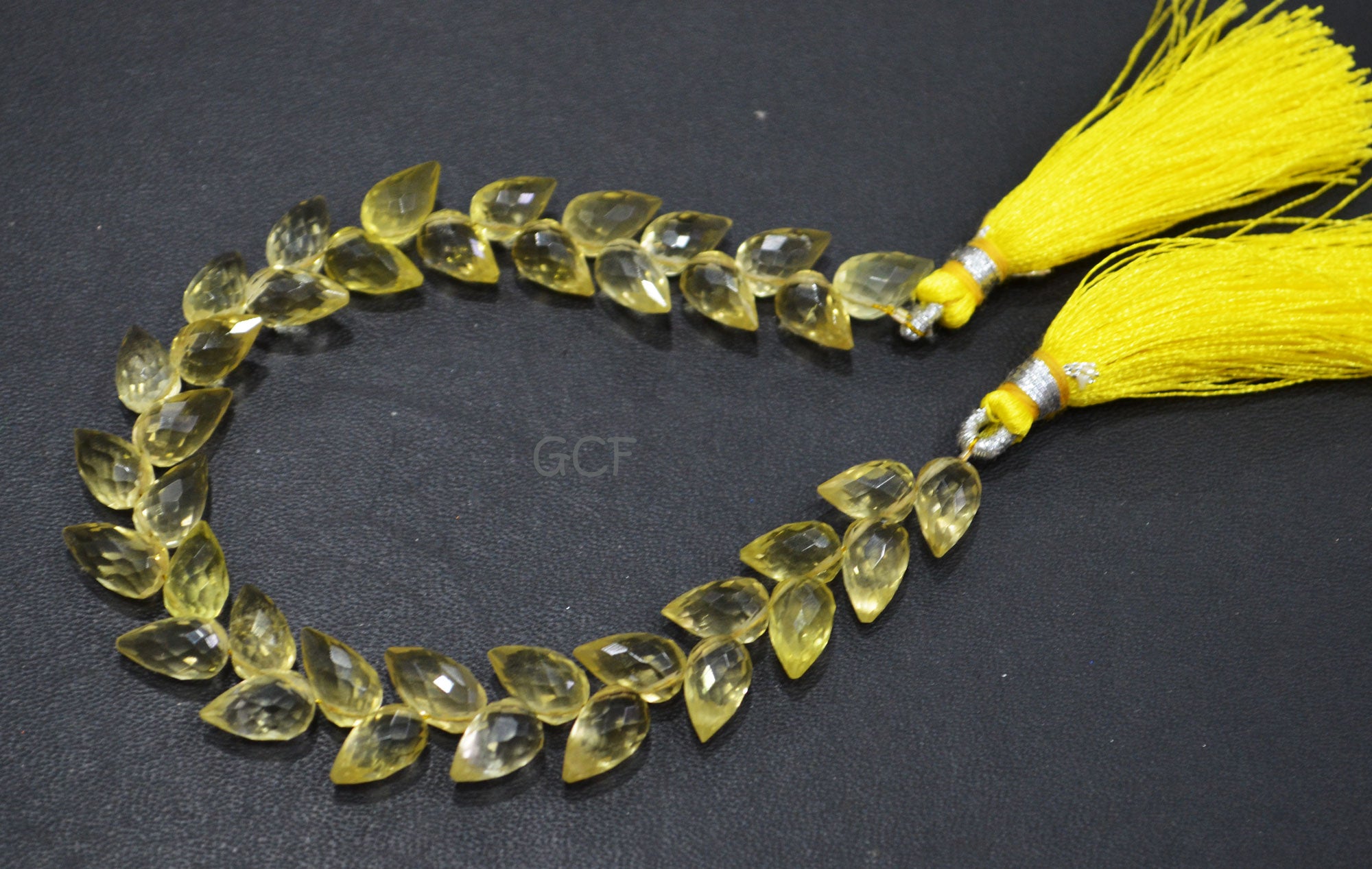Lemon Quartz Diagonal Drill Tear Drops Shape Beads , Lemon Quartz Faceted Briolettes , Sold By Strand , 7.5 Inches , 6x10 mm , 31254