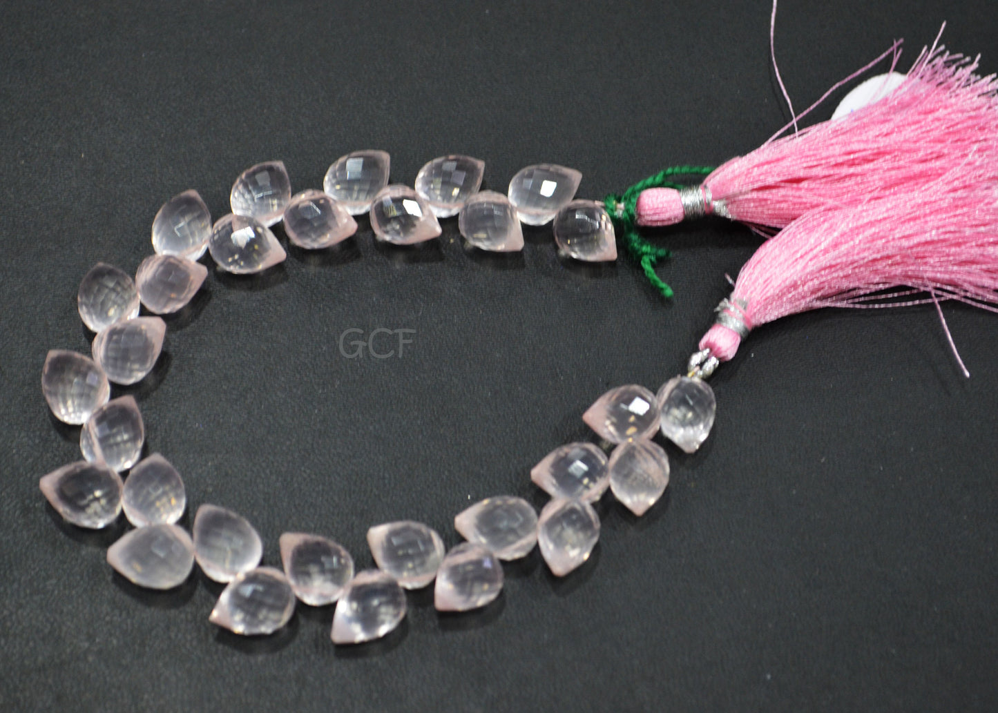 Rose Quartz Diagonal Drill Tear Drops Shape Beads , Rose Quartz Faceted Briolettes , 7.5 Inches , 8x10 - 9x11 mm , 31260