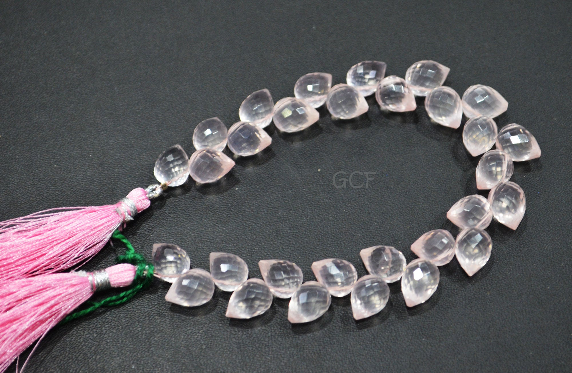 Rose Quartz Diagonal Drill Tear Drops Shape Beads , Rose Quartz Faceted Briolettes , 7.5 Inches , 8x10 - 9x11 mm , 31260