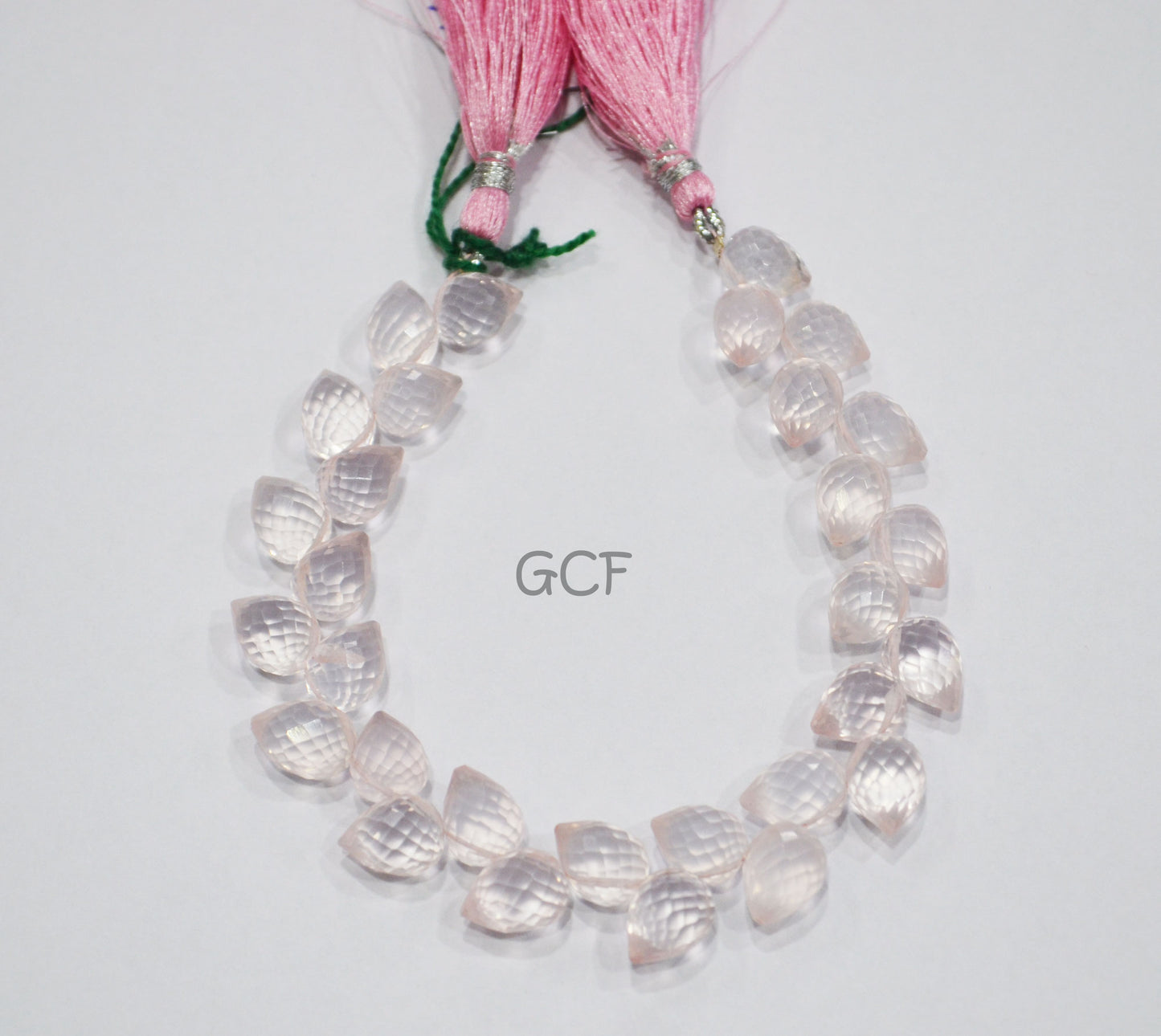 Rose Quartz Diagonal Drill Tear Drops Shape Beads , Rose Quartz Faceted Briolettes , 7.5 Inches , 8x10 - 9x11 mm , 31260