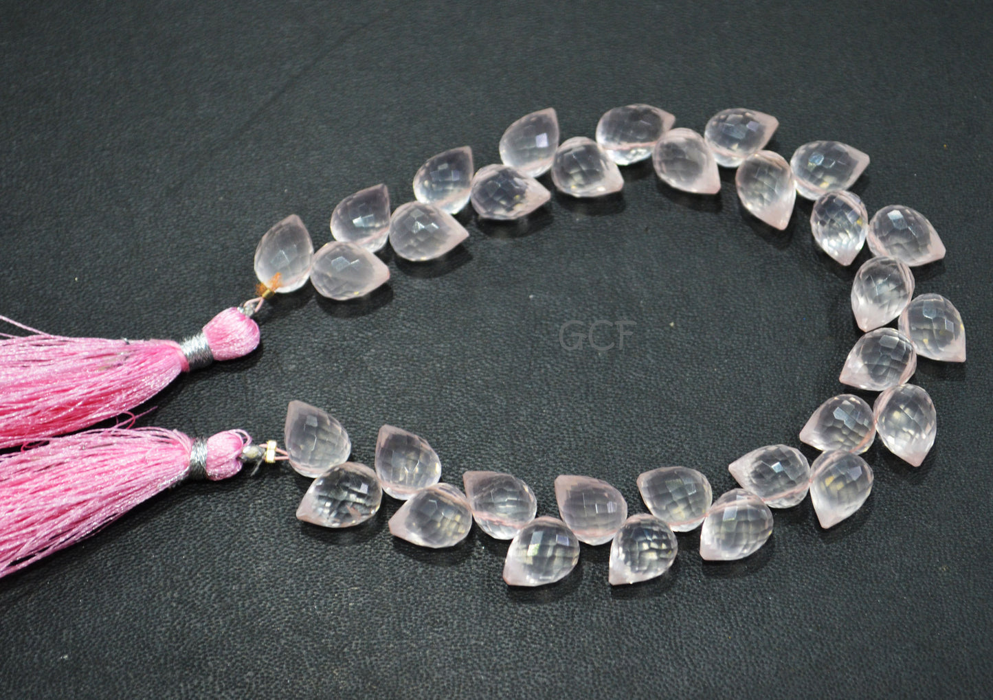 Rose Quartz Diagonal Drill Tear Drops Shape Beads , Rose Quartz Faceted Briolettes , Sold By Strand , 7.5 Inches , 7.5x9 - 8x10 mm , 31261