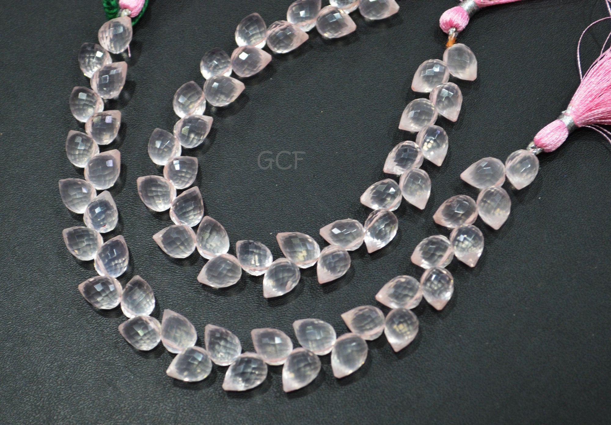 Rose Quartz Diagonal Drill Tear Drops Shape Beads , Rose Quartz Faceted Briolettes , Sold By Strand , 7.5 Inches , 7.5x9 - 8x10 mm , 31261