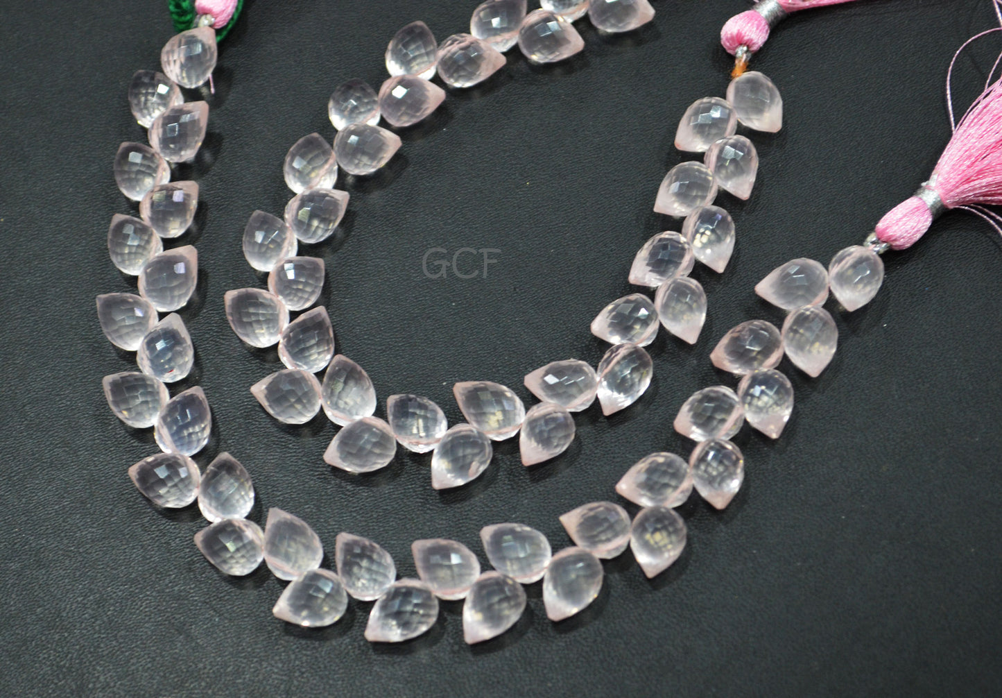 Rose Quartz Diagonal Drill Tear Drops Shape Beads , Rose Quartz Faceted Briolettes , Sold By Strand , 7.5 Inches , 7.5x9 - 8x10 mm , 31261