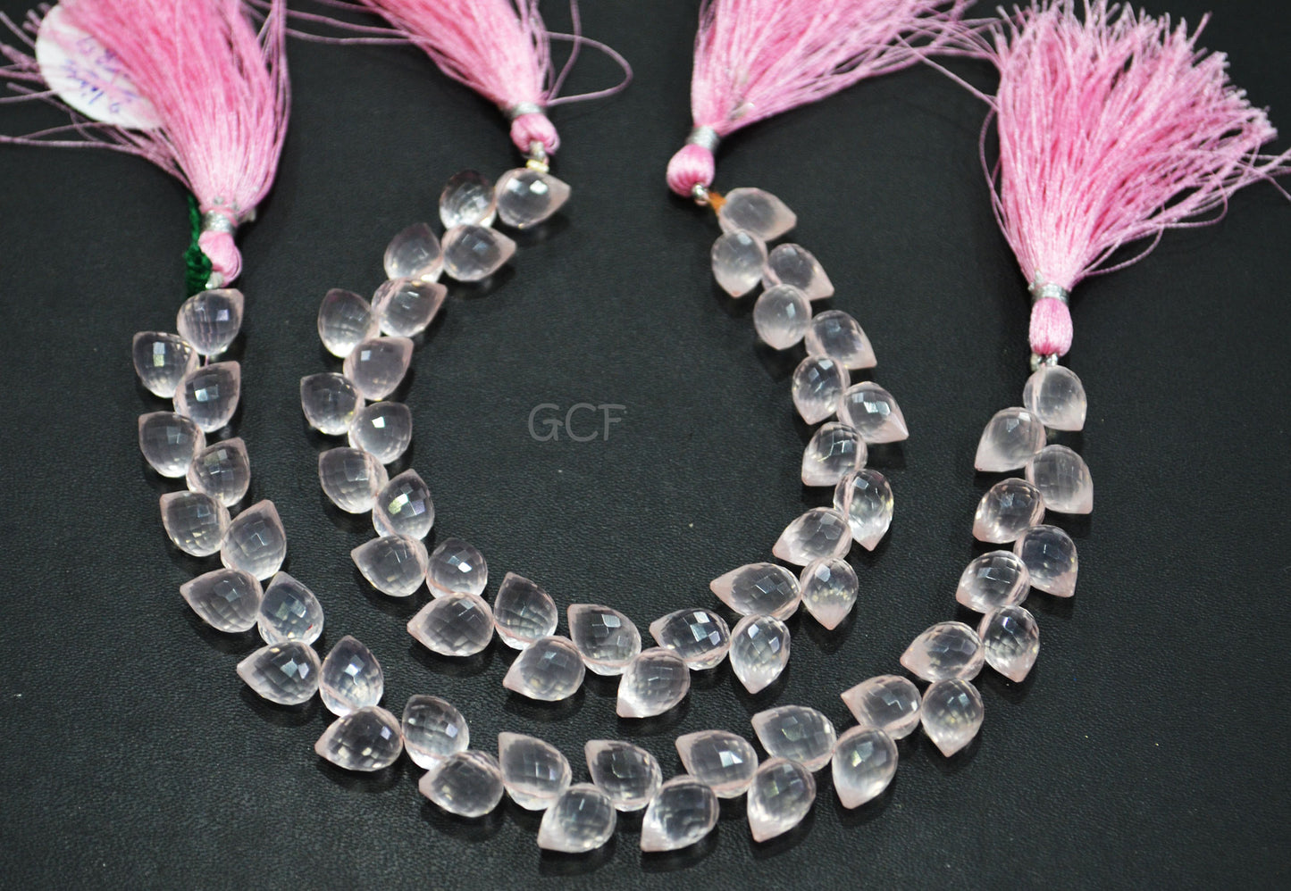 Rose Quartz Diagonal Drill Tear Drops Shape Beads , Rose Quartz Faceted Briolettes , Sold By Strand , 7.5 Inches , 7.5x9 - 8x10 mm , 31261