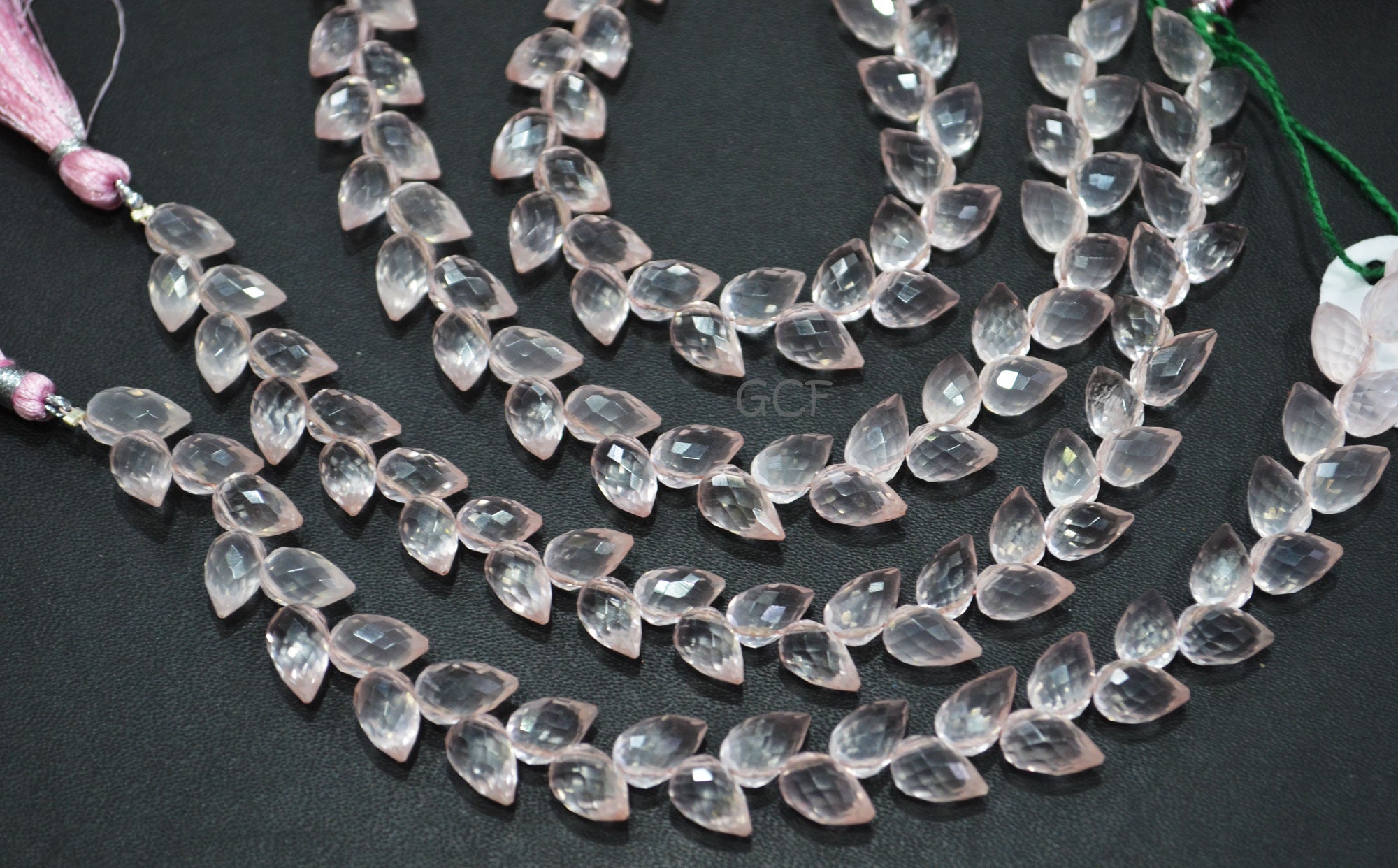 Rose Quartz Diagonal Drill Tear Drops Shape Beads , Rose Quartz Faceted Briolettes , Sold By Strand , 7.5 Inches , 6x9.5 - 6.5x10 mm , 31262