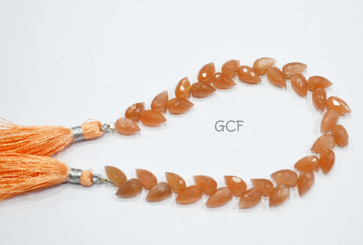 Peach Moonstone Diagonal Drill Tear Drops Beads , Peach Moonstone Faceted Briolettes , Sold By Strand , 7.5 Inches , 5x8 - 5.5x9 mm , 31264