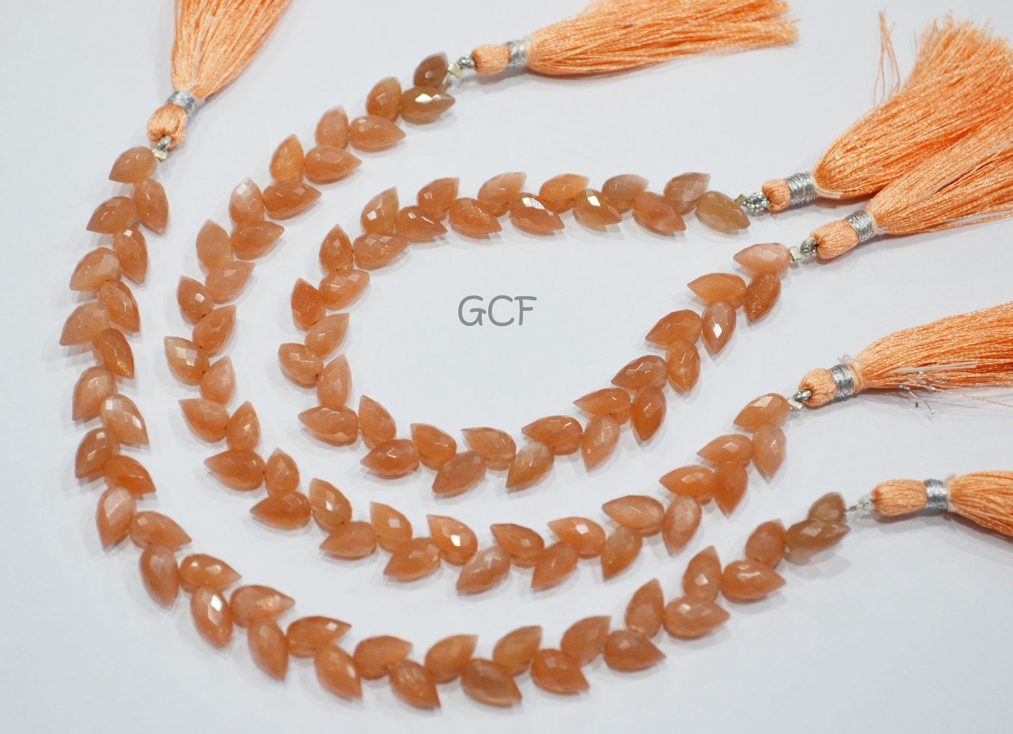Peach Moonstone Diagonal Drill Tear Drops Beads , Peach Moonstone Faceted Briolettes , Sold By Strand , 7.5 Inches , 5x8 - 5.5x9 mm , 31264