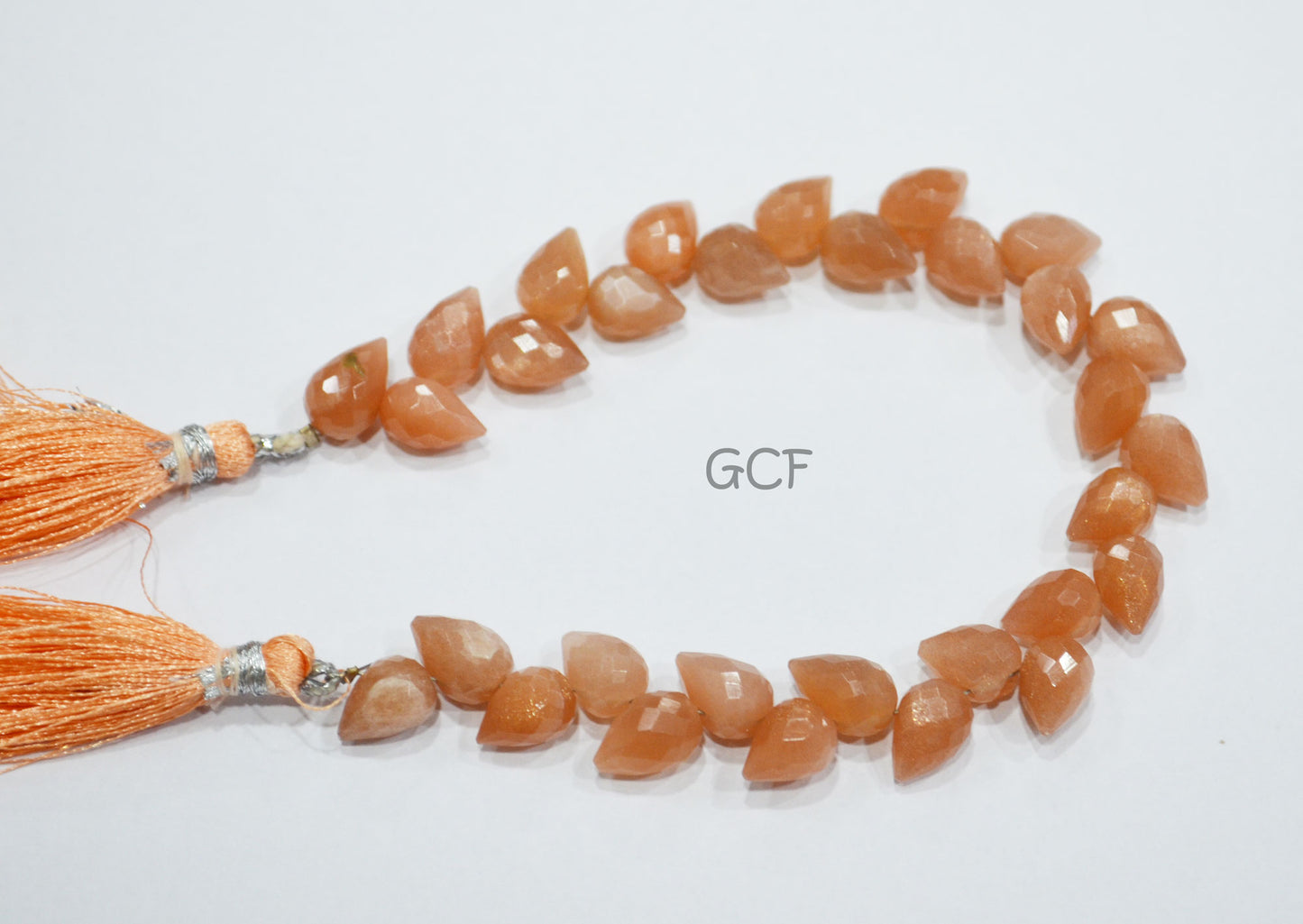 Peach Moonstone Diagonal Drill Tear Drops Beads , Peach Moonstone Faceted Briolettes , Sold By Strand , 7.5 Inches , 7x10 mm , 31265