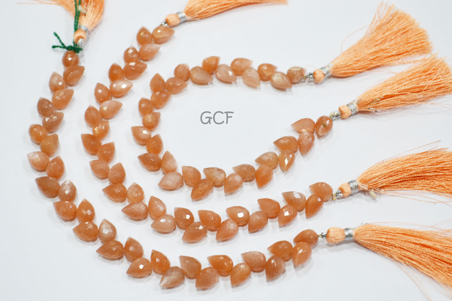 Peach Moonstone Diagonal Drill Tear Drops Beads , Peach Moonstone Faceted Briolettes , Sold By Strand , 7.5 Inches , 7x10 mm , 31265