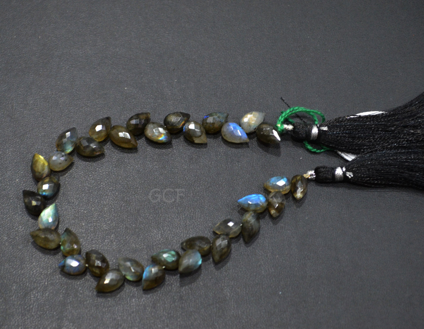 Labradorite Diagonal Drill Tear Drops Shape Beads , Labradorite Faceted Briolettes , 7.5 Inches , 6x9 mm , 31267