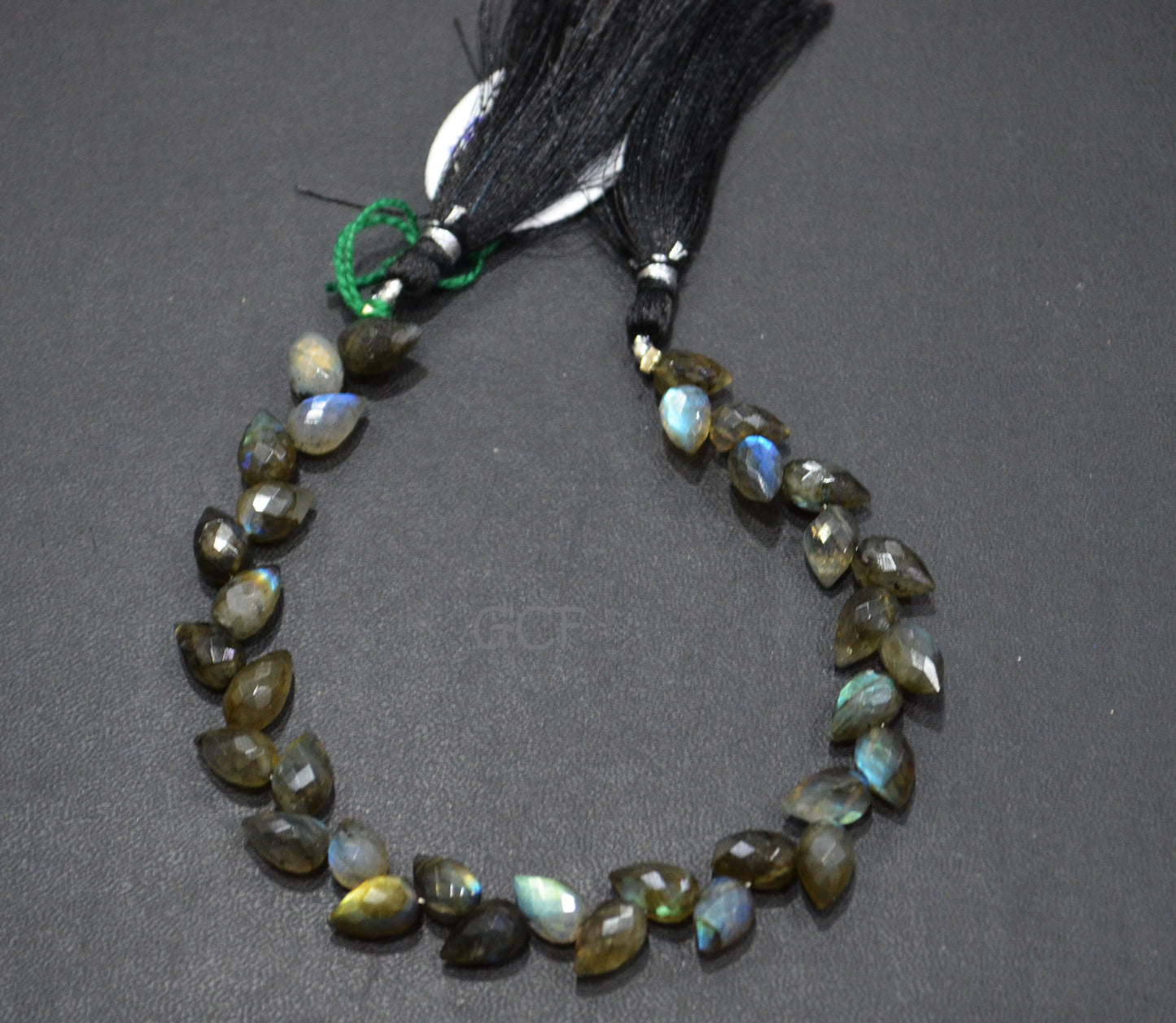Labradorite Diagonal Drill Tear Drops Shape Beads , Labradorite Faceted Briolettes , 7.5 Inches , 6x9 mm , 31267