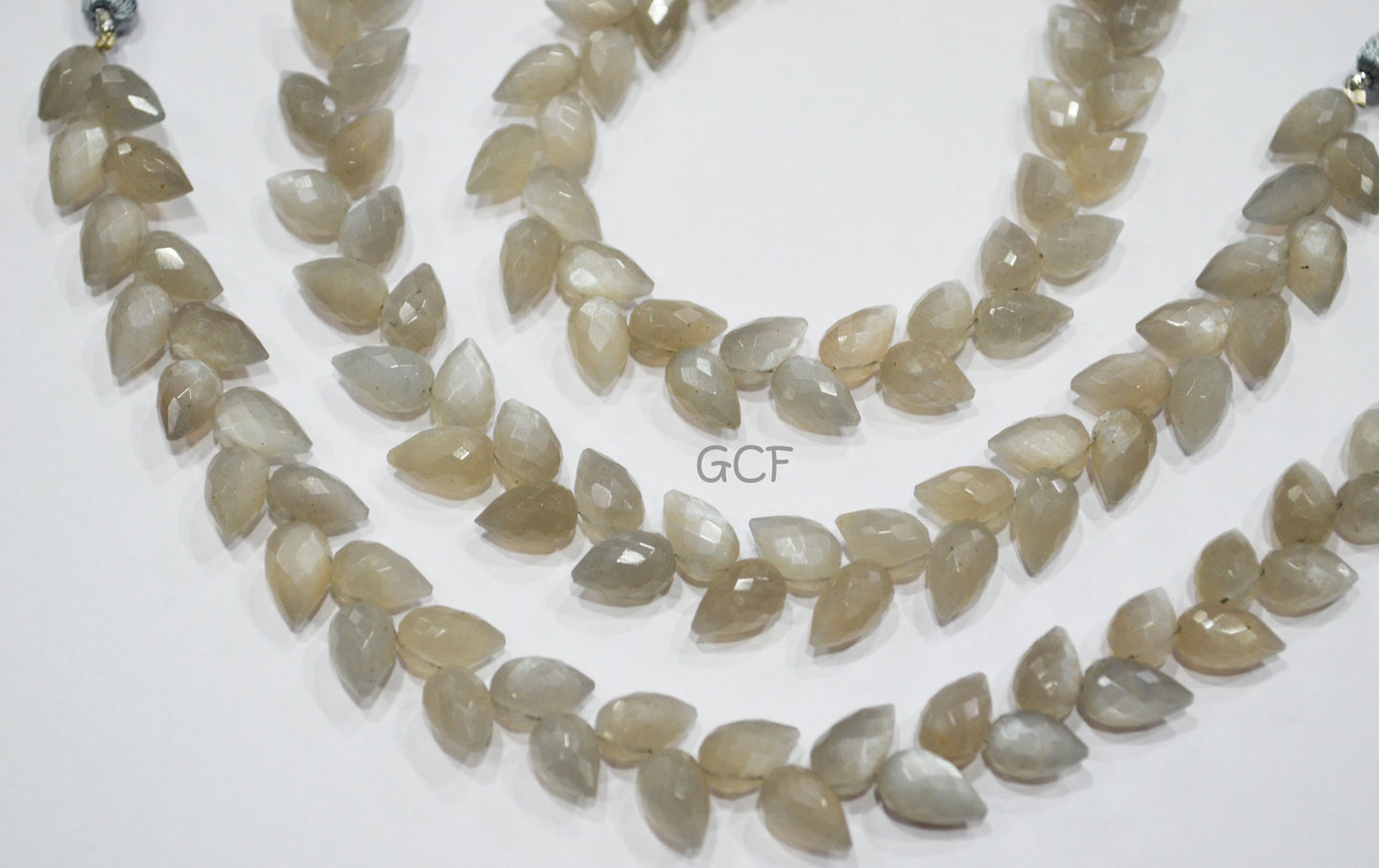 Gray Moonstone Diagonal Drill Tear Drops Shape Beads , Gray Moonstone Faceted Briolettes , Sold By Strand , 7.5 Inches , 7x10 mm , 31271