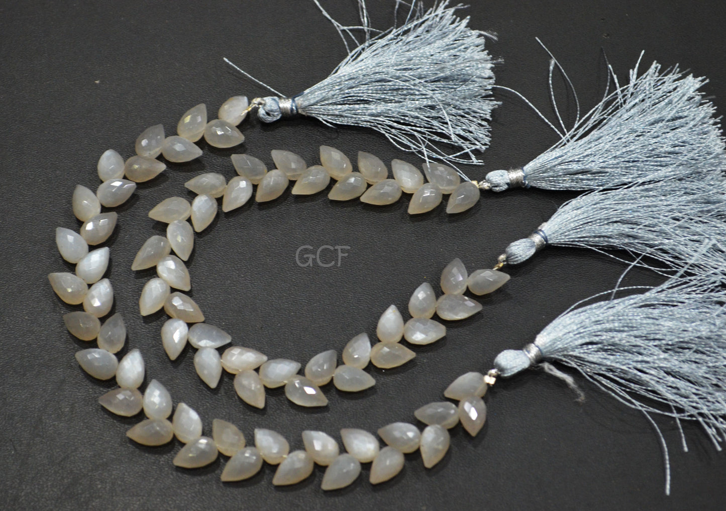 Gray Moonstone Diagonal Drill Tear Drops Shape Beads , Gray Moonstone Faceted Briolettes , Sold By Strand , 7.5 Inches , 7x10 mm , 31271
