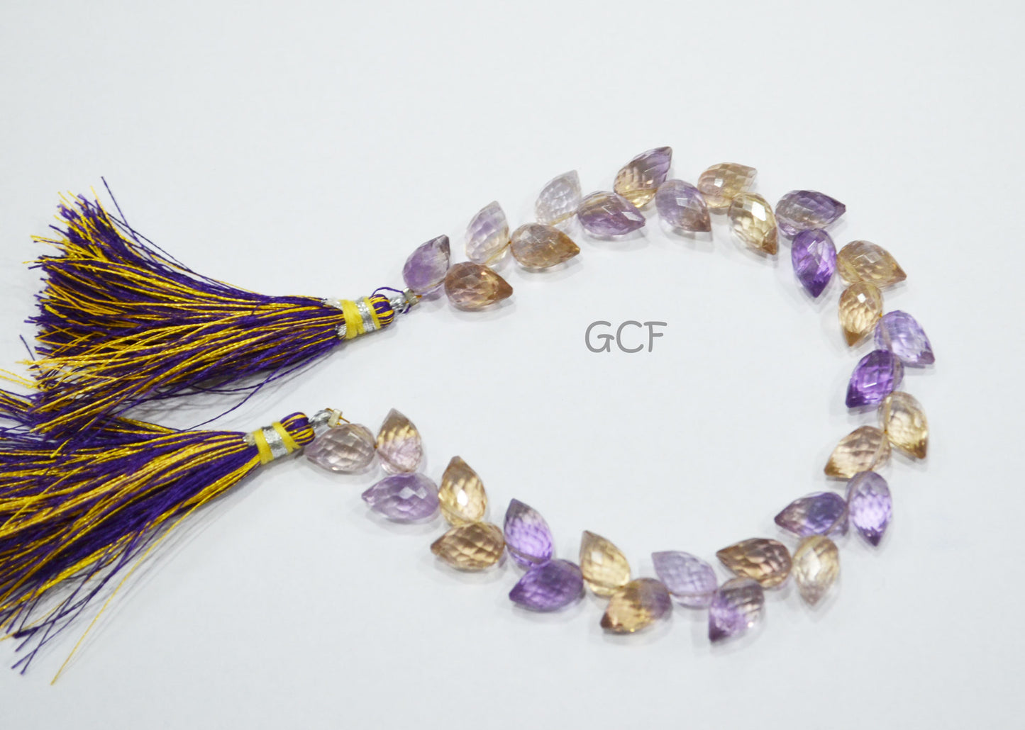 Ametrine Diagonal Drill Tear Drops Shape Beads , Ametrine Faceted Briolettes , Sold By Strand , 7.5 Inches , 6x9 - 6.5x10 mm , 31273