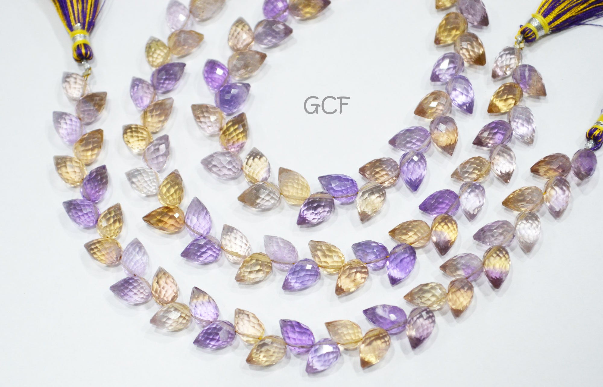 Ametrine Diagonal Drill Tear Drops Shape Beads , Ametrine Faceted Briolettes , Sold By Strand , 7.5 Inches , 6x9 - 6.5x10 mm , 31273