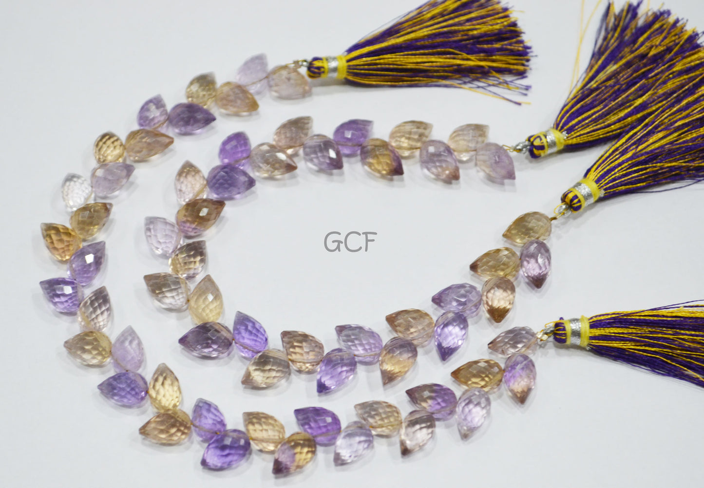 Ametrine Diagonal Drill Tear Drops Shape Beads , Ametrine Faceted Briolettes , Sold By Strand , 7.5 Inches , 6x9 - 6.5x10 mm , 31273