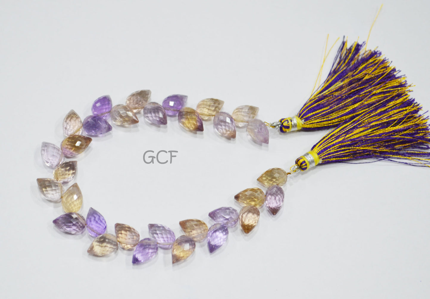 Ametrine Diagonal Drill Tear Drops Shape Beads , Ametrine Faceted Briolettes , Sold By Strand , 7.5 Inches , 6x9 - 6.5x10 mm , 31273