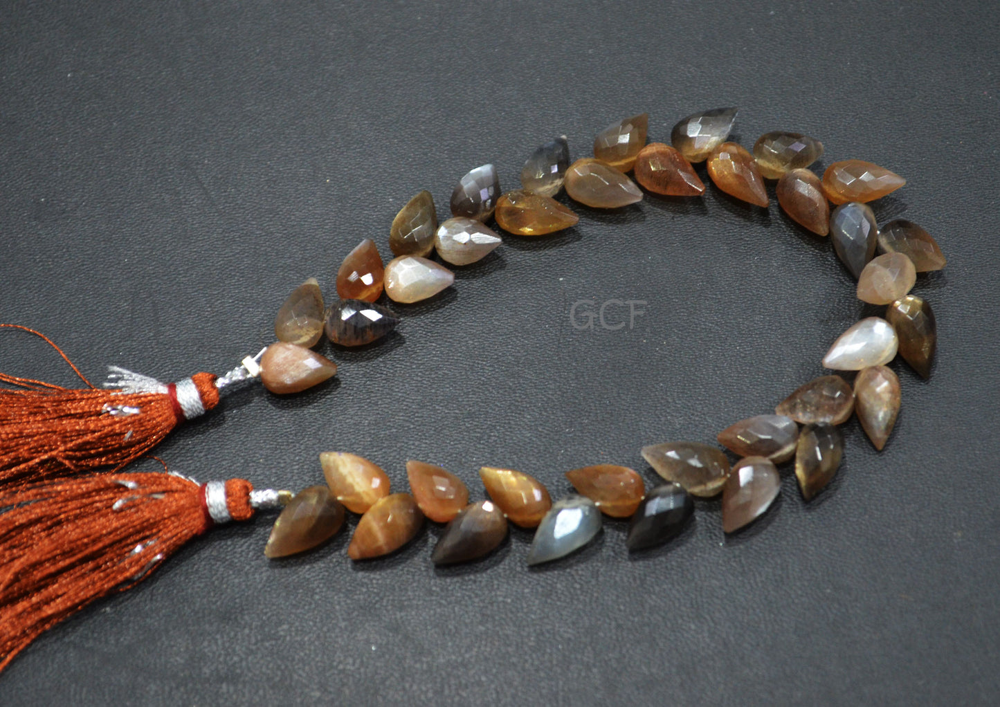 Golden Shine Moonstone Diagonal Drill Tear Drops Shape Beads , Golden Shine Moonstone Faceted Briolettes , 7.5 Inches , 6x9-6.5x11 mm ,31275